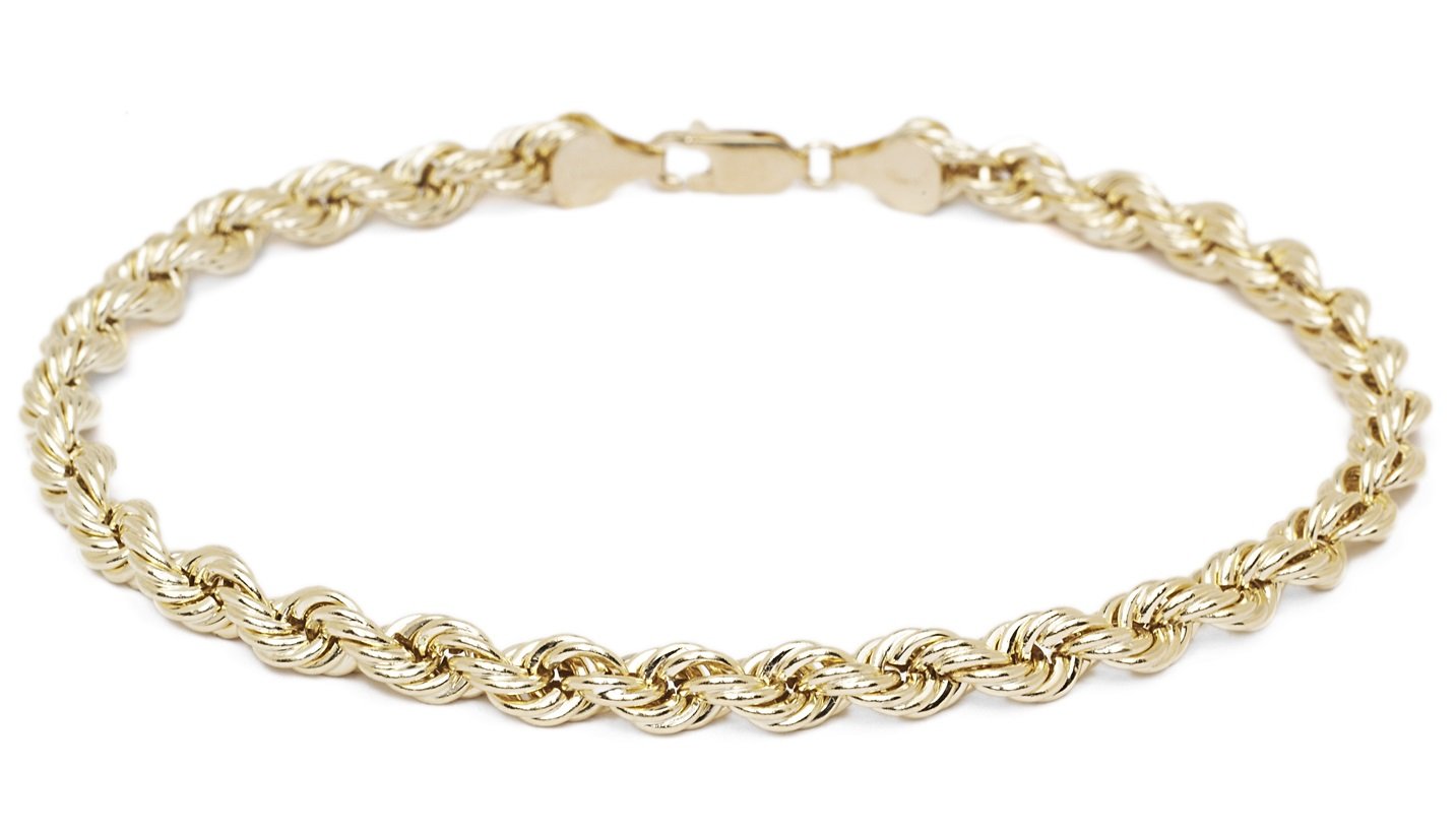 10K Yellow Gold 3mm Hollow Rope Chain Bracelet & Anklet Set - Dainty Adjustable Jewelry for Women, Perfect for Layering, Gifts & Everyday Wear