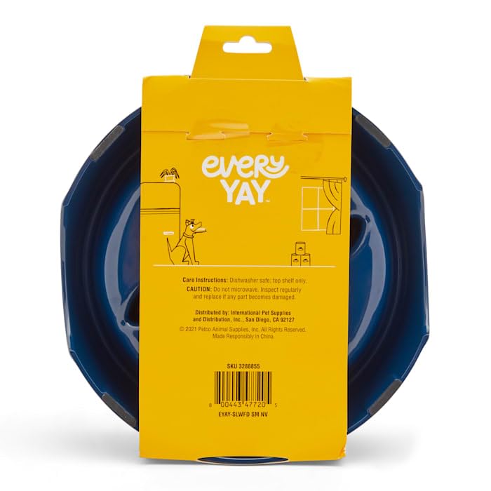 EveryYay Slow Feeder Dog Bowl - Small, Navy Blue Plastic - Perfect for Small Dogs & Fast Eaters - Prevent Bloat & Improve Digestion - Ideal for Mealtime & Training
