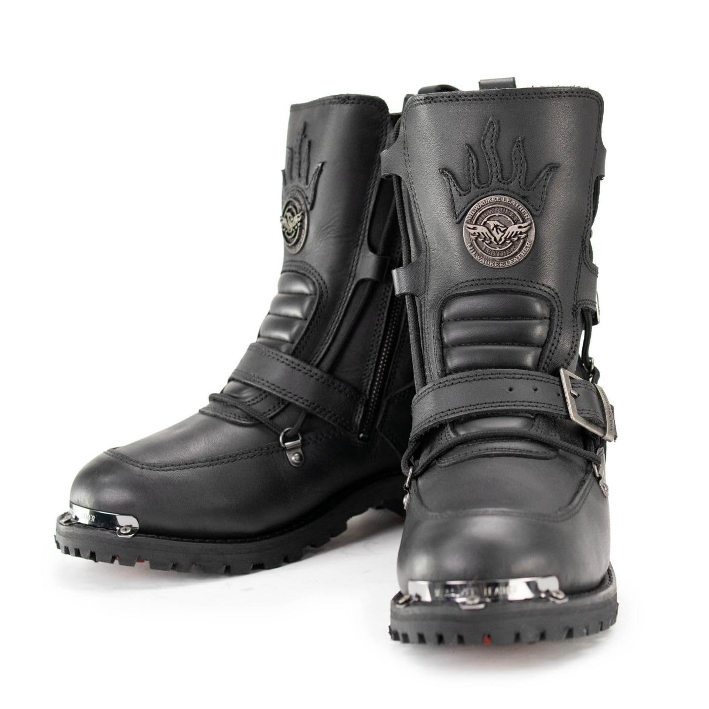 Milwaukee Leather Men's Motorcycle Boots - Black, Size 12 US - Durable Riding Boots for Cruiser & Harley Davidson Bikers