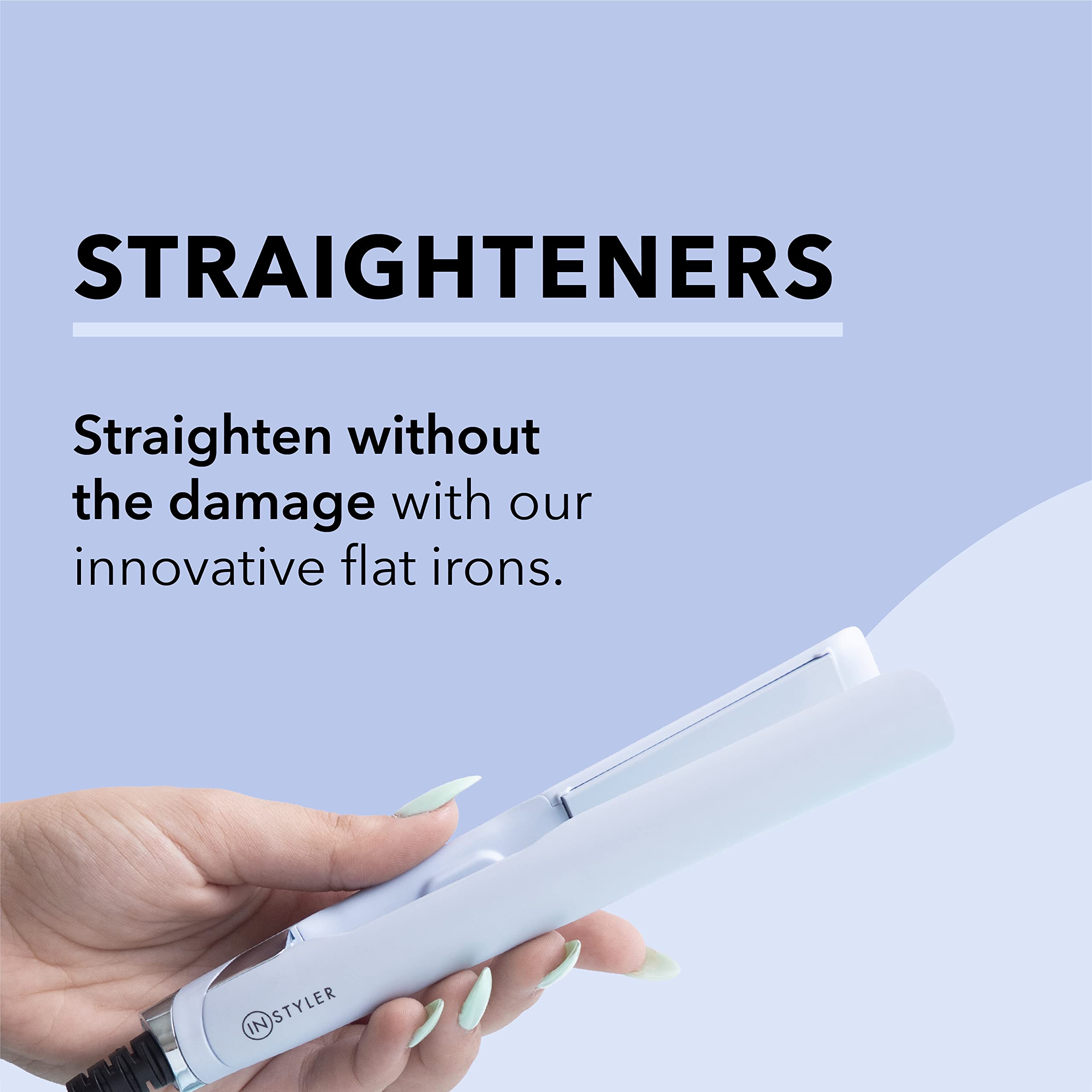 InStyler CURATION Ceramic Hair Straightener Flat Iron for Smooth & Shiny Hair - Perfect for Home & Salon Styling, Travel-Friendly, White