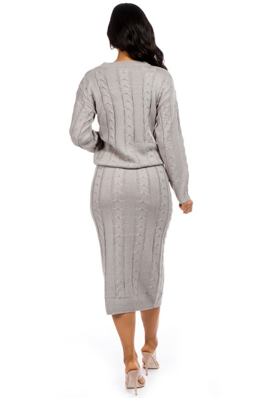 2-Piece Sweater Dress Set for Women - Cozy Knit Outfit for Fall & Winter - Perfect for Casual Wear, Office, and Date Nights
