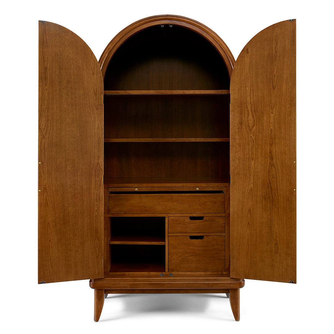 Martine Arced Wardrobe - Modern Closet Organizer with Adjustable Shelves & Hanging Rod for Bedroom, Walk-in Closet & Dorm Room Storage Solutions
