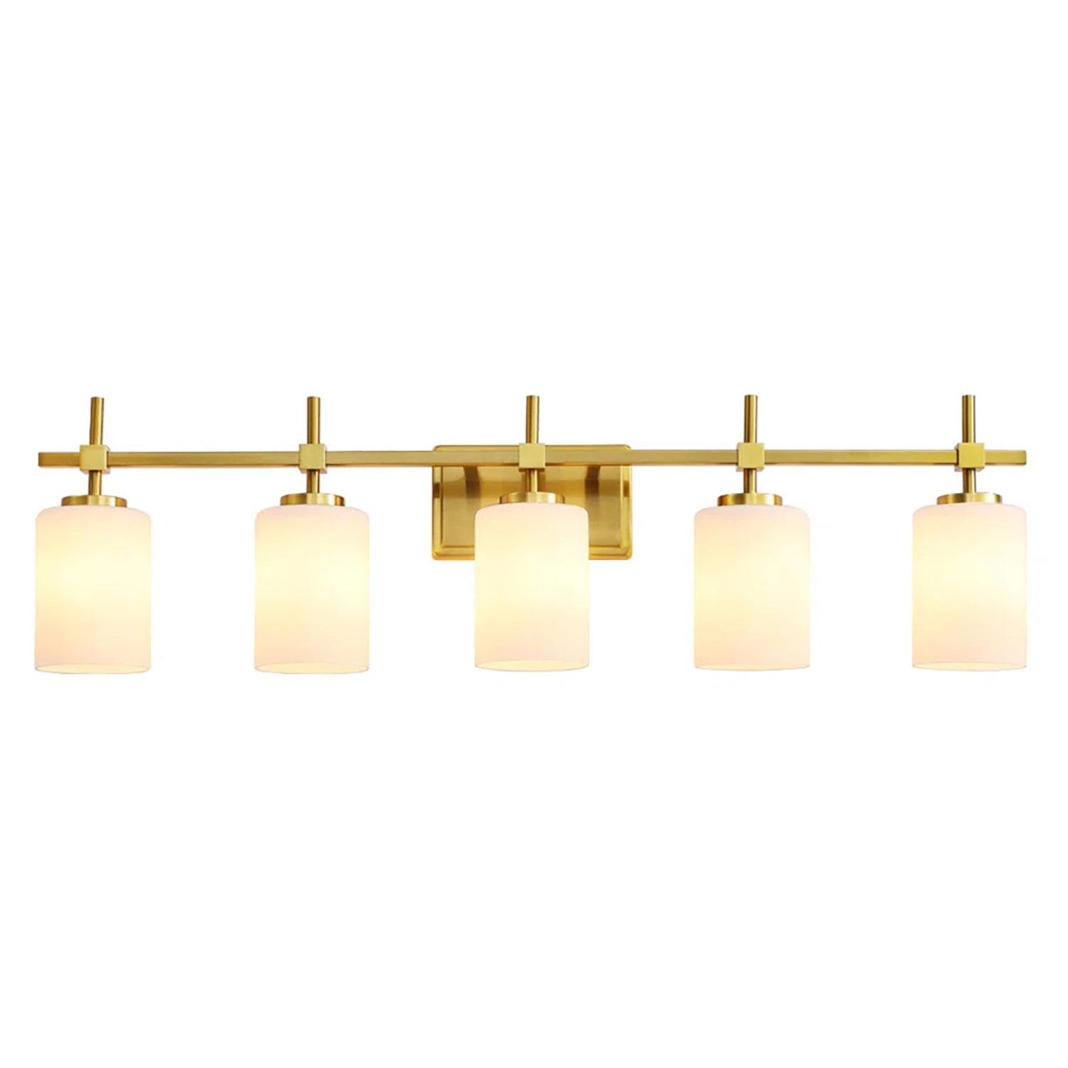 Jasper Modern Frosted Glass 5-Light Bathroom Vanity Light Fixture - Elegant Lighting for Bathroom, Powder Room & Dressing Area