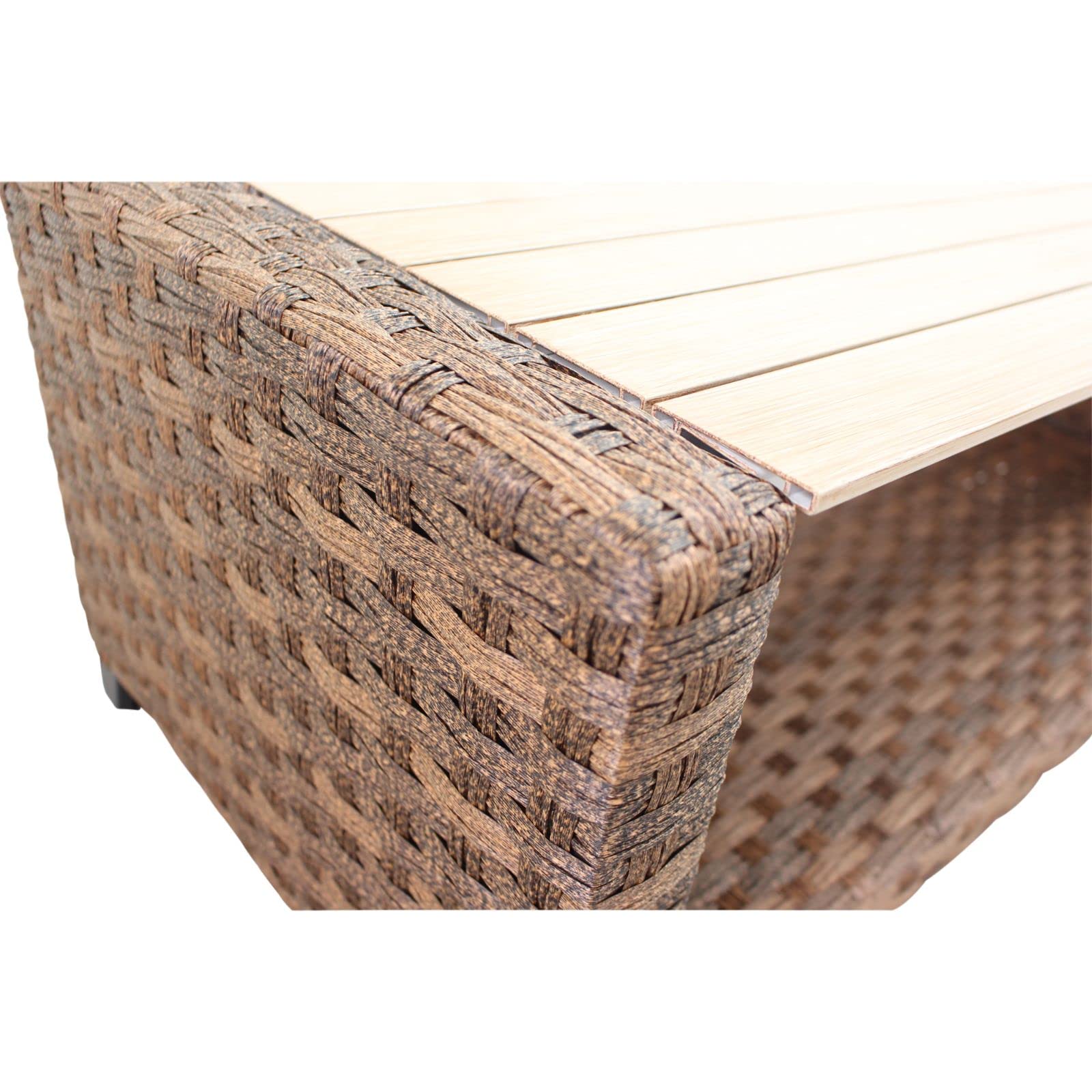 Courtyard Casual Costa Mesa Collection Coffee Table - Brown Wooden Outdoor Furniture for Patio, Garden, and Poolside Relaxation