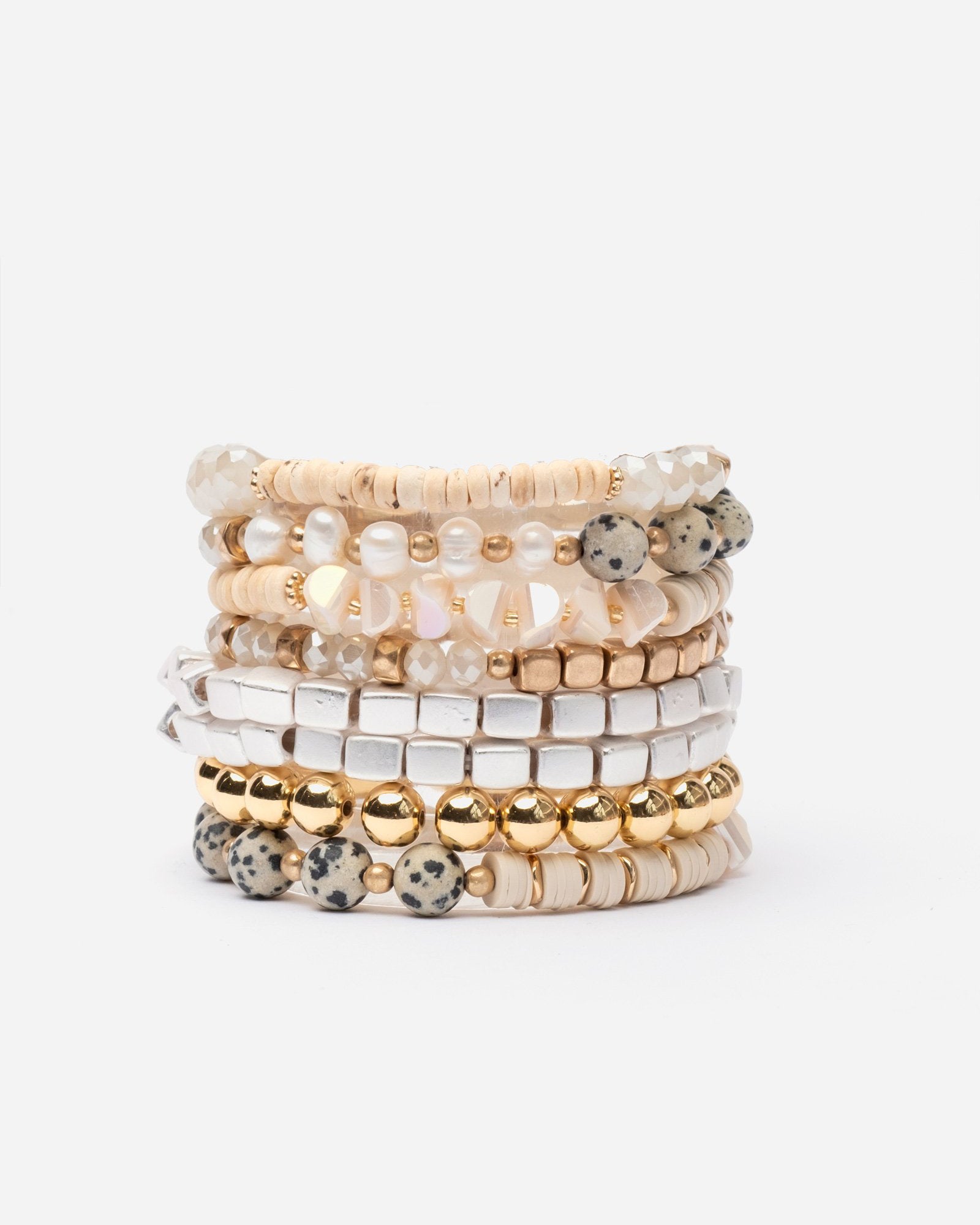 Corfu Stacked Bracelet Set - Trendy Layered Gold & Silver Bracelets for Women - Perfect for Everyday Wear, Parties & Gifts