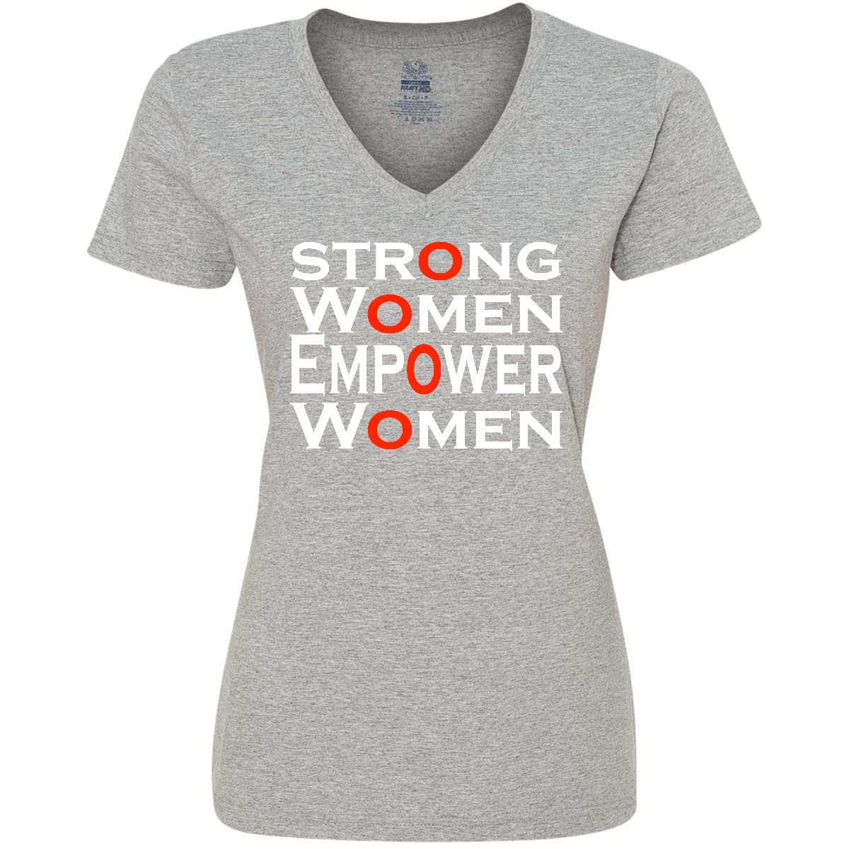 Inktastic Strong Women Empower Women V-Neck T-Shirt for Women - Feminist Apparel for Everyday Wear & Women's Rights Events
