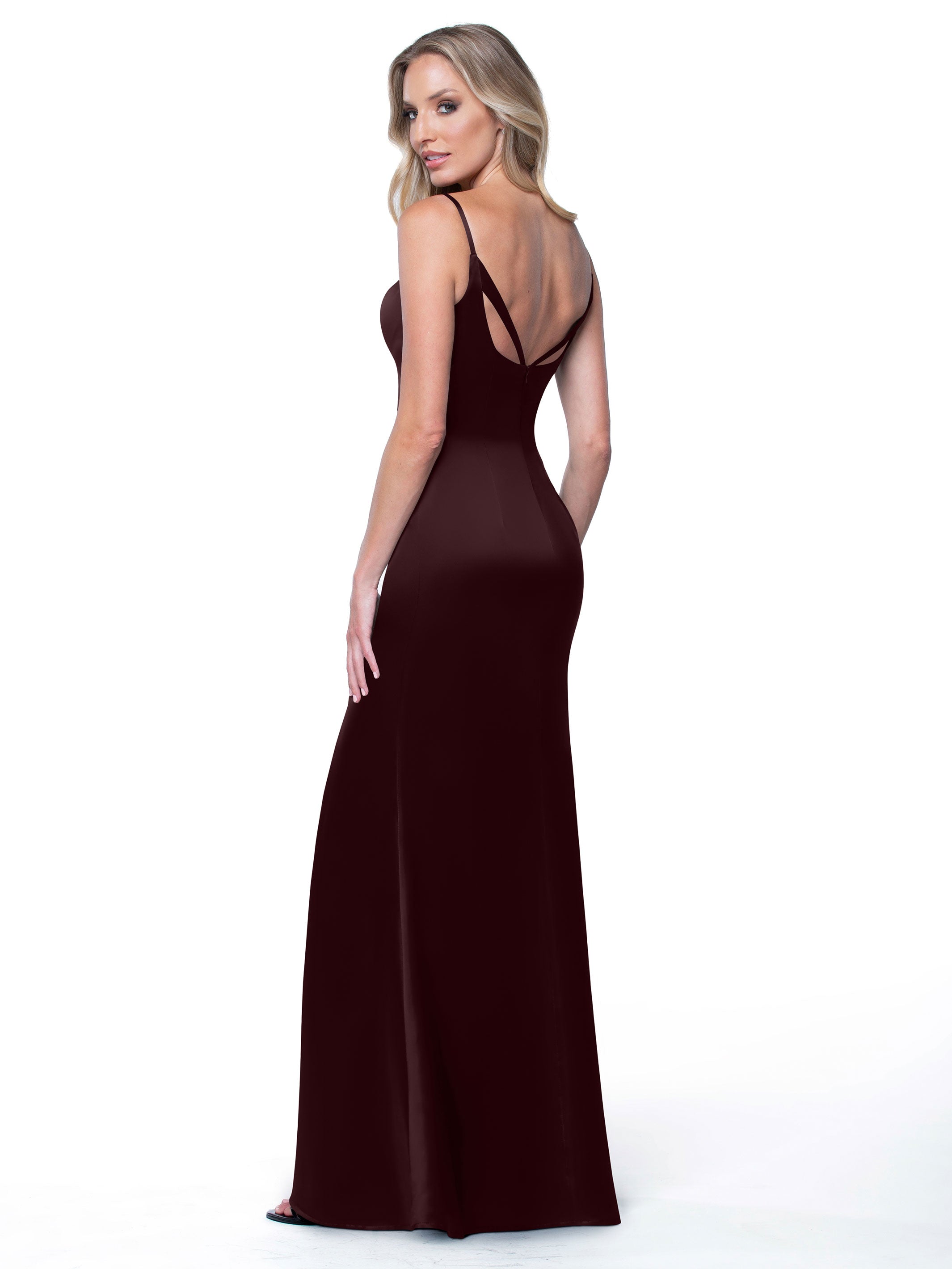 Elegant Fit and Flare Satin Bridesmaid Dress with Thigh High Slit - Perfect for Weddings, Prom, and Formal Events