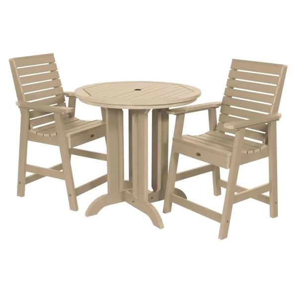Weather-Resistant 3-Piece Round Counter Height Outdoor Dining Set - Perfect for Patio, Deck, and Backyard Gatherings