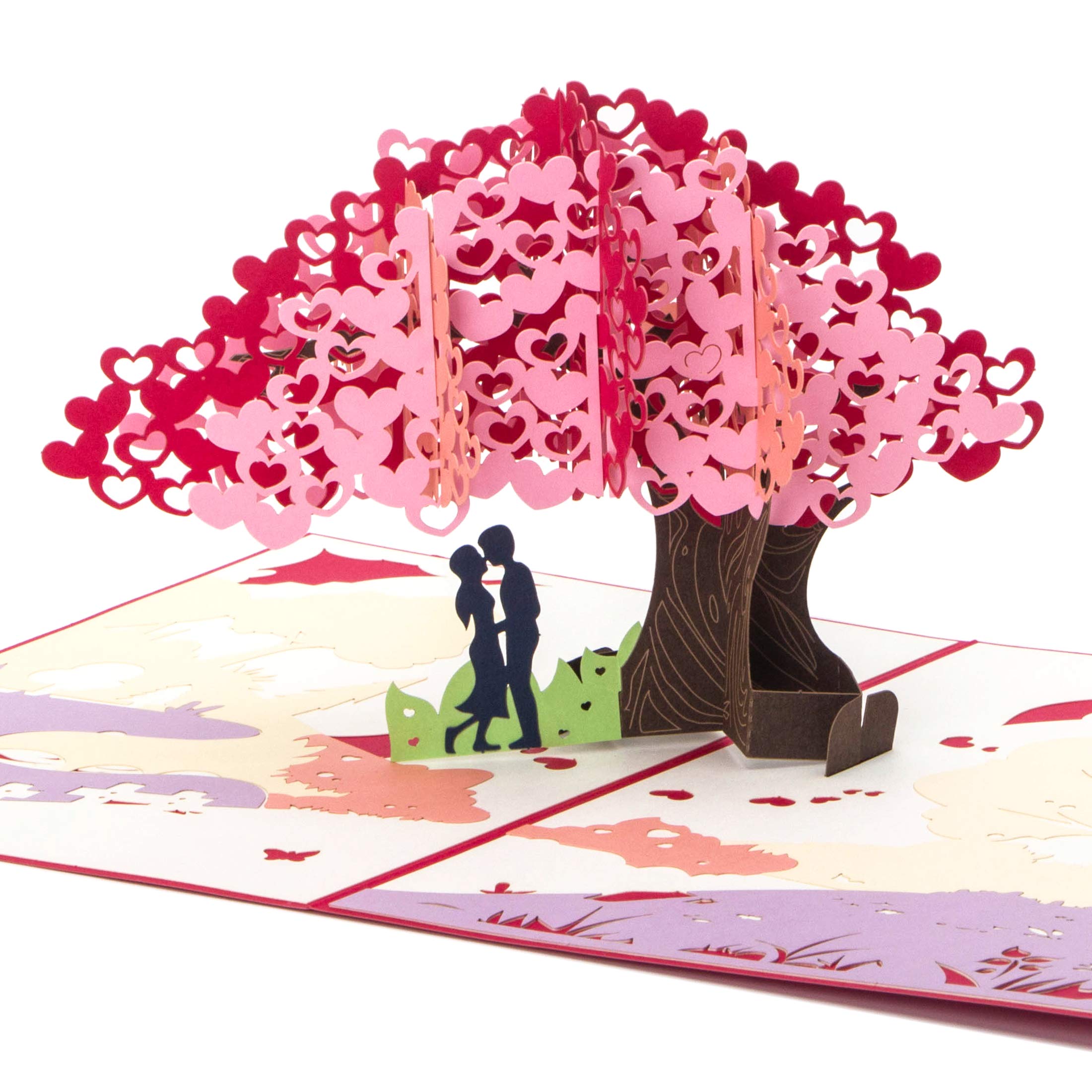Handmade Heart Tree Pop Up Greeting Card - Romantic Anniversary, Valentine's Day & Wedding Gift for Couples (7.9 x 5.9 Inches with Envelope) - Perfect for Birthdays, Proposals & Special Occasions