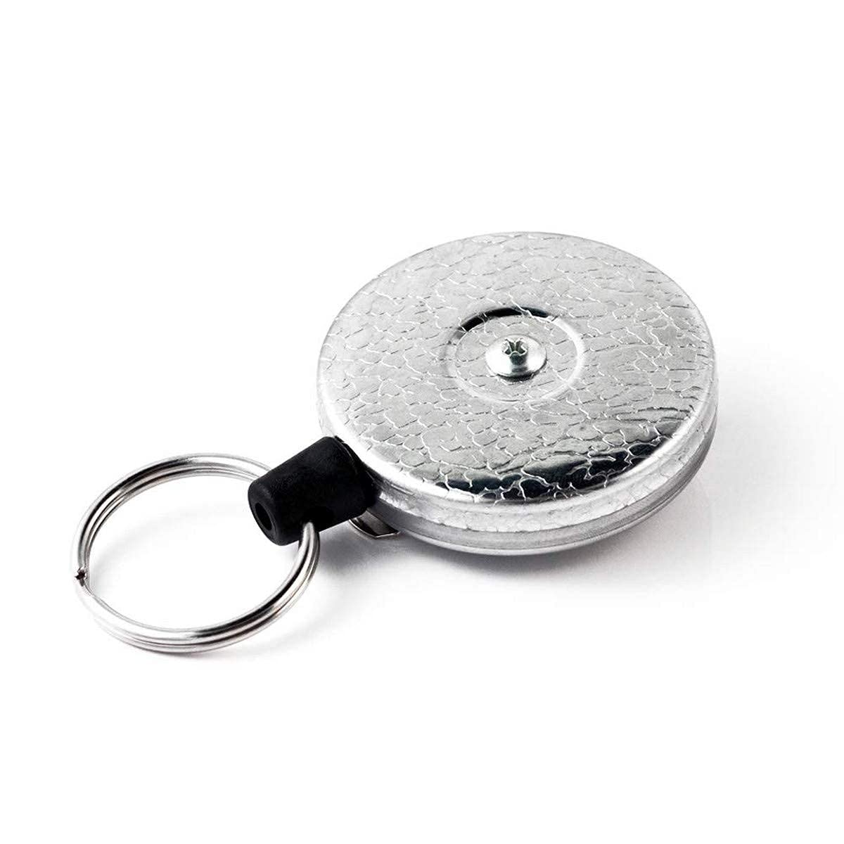 KEY-BAK Original Retractable Key Holder - Chrome Front, Steel Belt Clip & Split Ring | Secure Keychain for Home, Office & Outdoor Activities