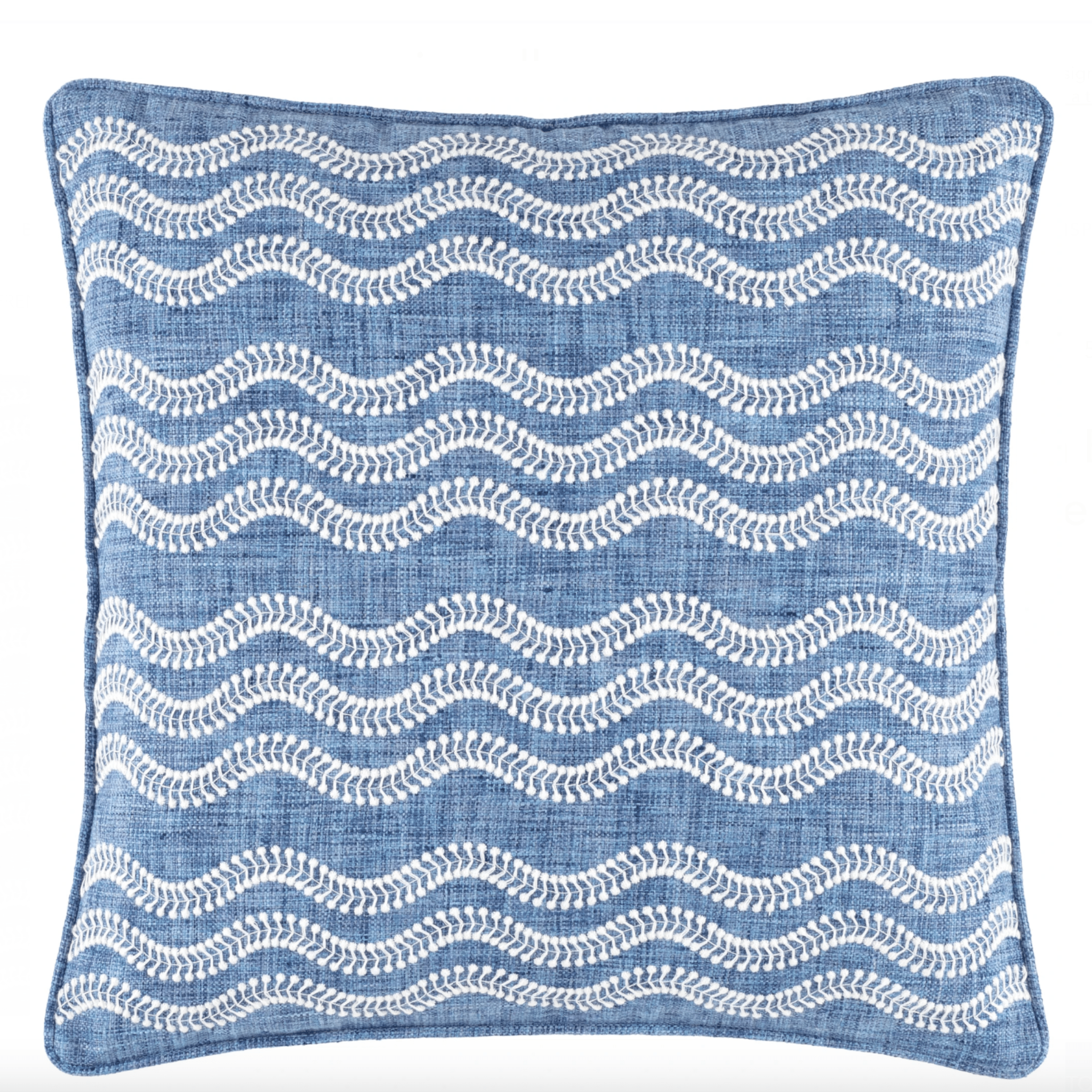 Scout Embroidered French Blue Decorative Pillow Cover - Indoor & Outdoor Use for Sofa, Patio, and Bedroom Decor