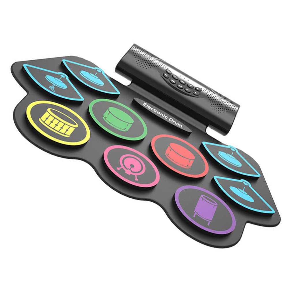 Portable Electronic Drum Set with Built-in Speakers - Wireless Rechargeable Drum Pads for Beginners & Kids | Perfect for Home Practice, Music Lessons & Gift Giving | Model M4472MP1058