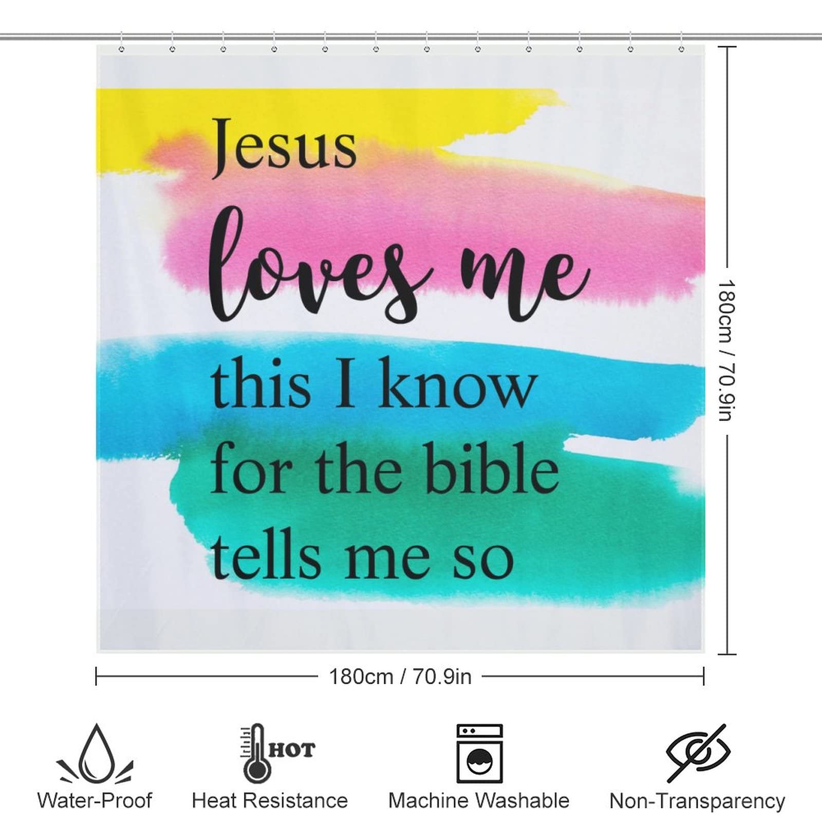 Funny Bathroom Curtain Set with Hooks - 'Loves Me This I Know' Bible Verse Shower Curtain, 72x72 Inch Humorous Bath Decor for Home & Gift - Perfect for Christian Homes, Kids Bathrooms & Unique Housewarming Presents