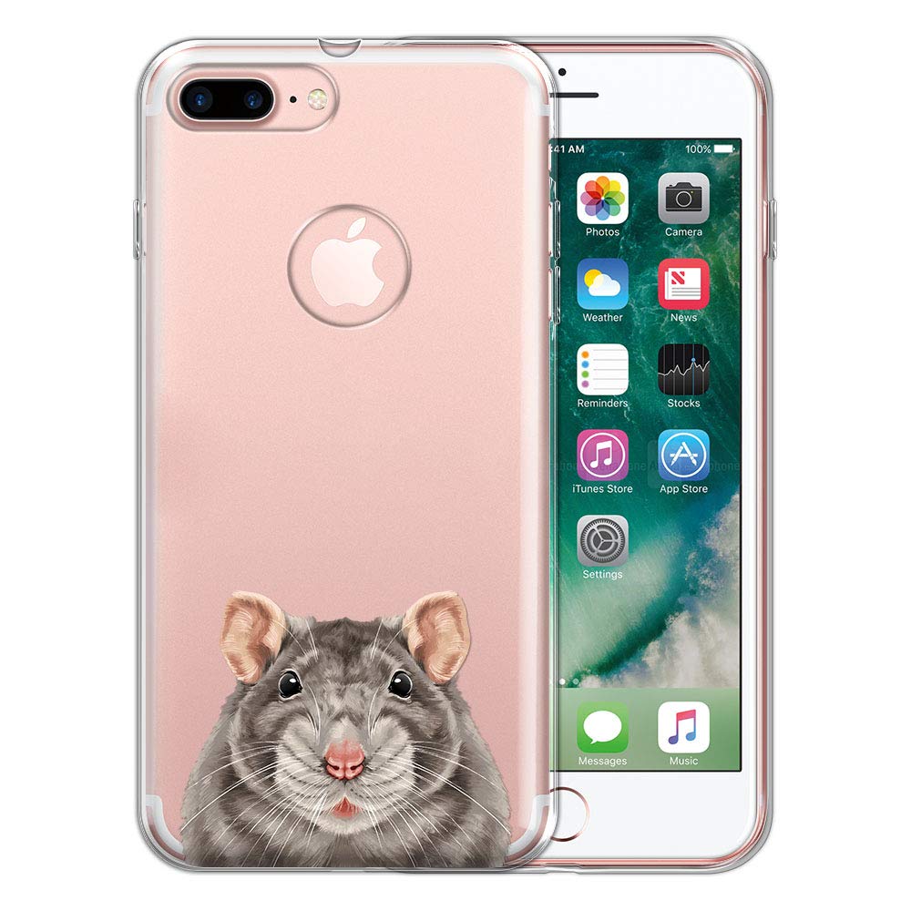 FINCIBO Clear Transparent TPU Protective Case for iPhone 7 Plus & 8 Plus (5.5 inch) - Soft Skin Shockproof Cover (2016/2017 Models, Not Fit iPhone 7/8) - Grey | Perfect for Everyday Use, Work & Outdoor Activities