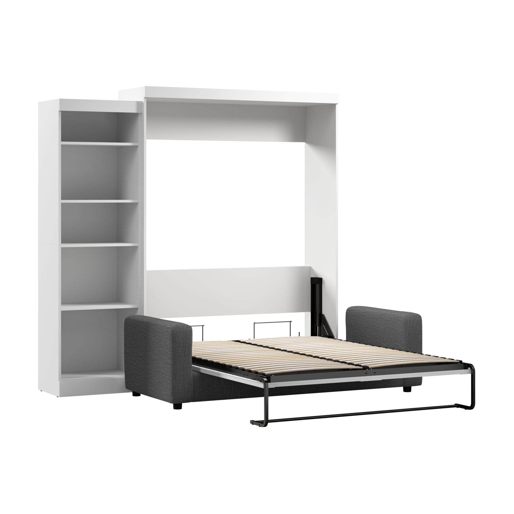 Pur Queen Murphy Wall Bed with Storage & Sofa - Space-Saving White Wall Bed for Small Apartments, Guest Rooms & Home Offices