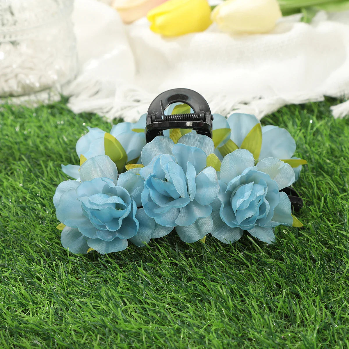 Haimeikang Large Flower Hair Clips for Women - Thick Hair Barrettes, Crab Claw Hairpins, Summer Fashion Hair Accessories for Weddings, Parties, and Everyday Wear