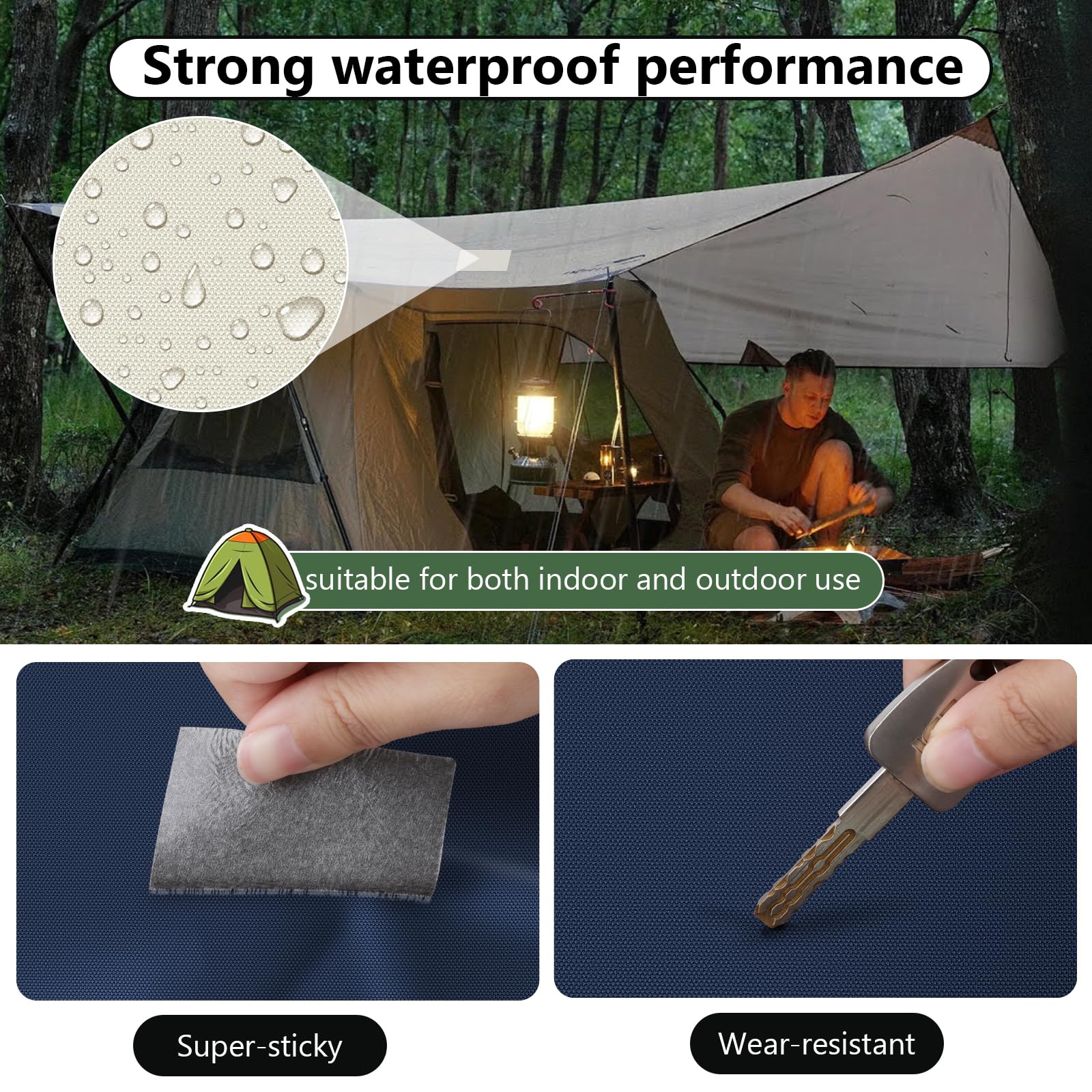 Self-Adhesive Waterproof Upholstery Repair Fabric Patch - 9x11 Inch Canvas Repair Tape (2 Pack) - Dark Blue Furniture Repair Kit for Sofas, Car Seats, Boats, Tents & Clothes | Durable Fabric Patch for Home, Marine & Outdoor Use