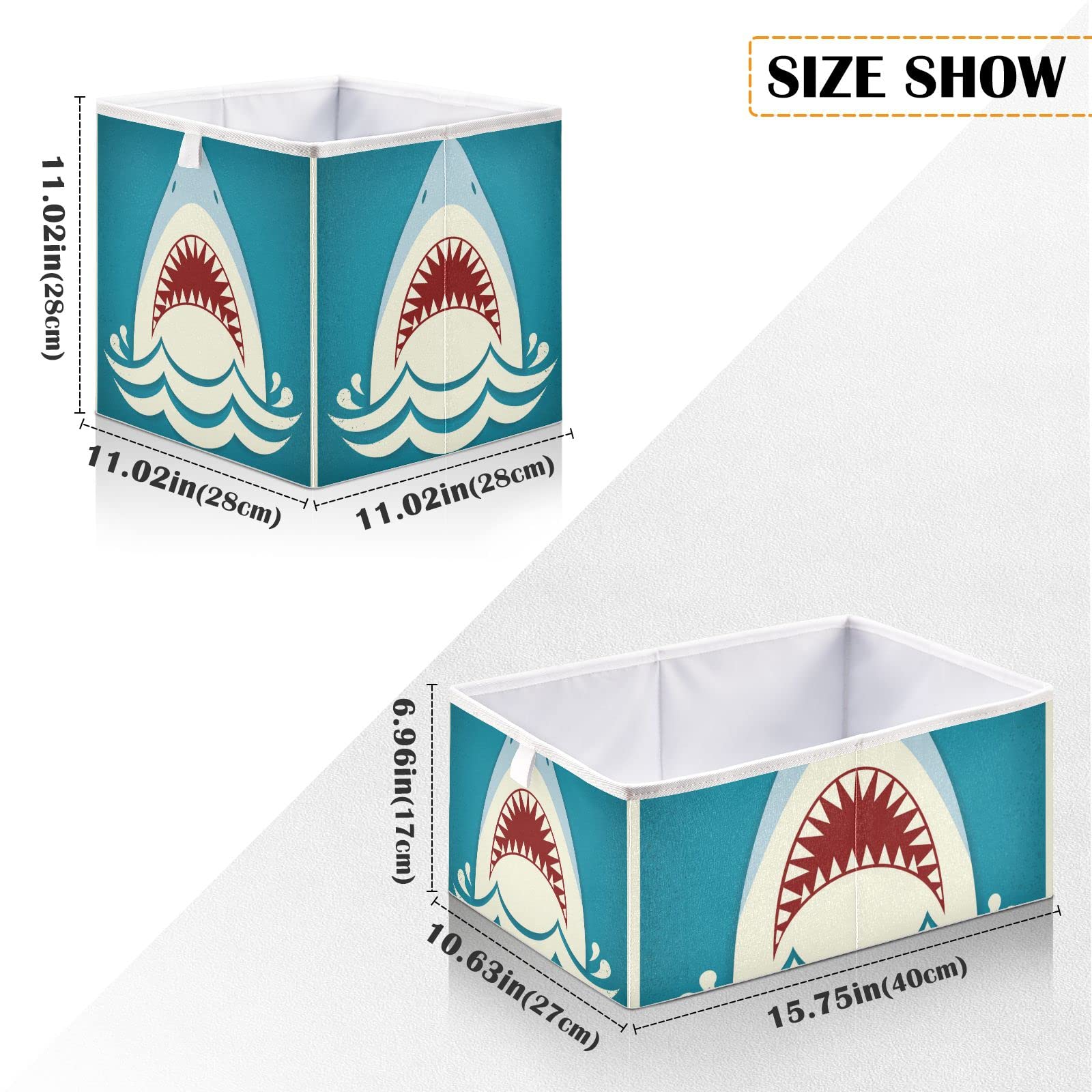 Shark Storage Basket - Collapsible Rectangular Closet Organizer Bin | Foldable Fabric Laundry Hamper & Home Organization Container | Perfect for Bedroom, Bathroom & Laundry Room Storage