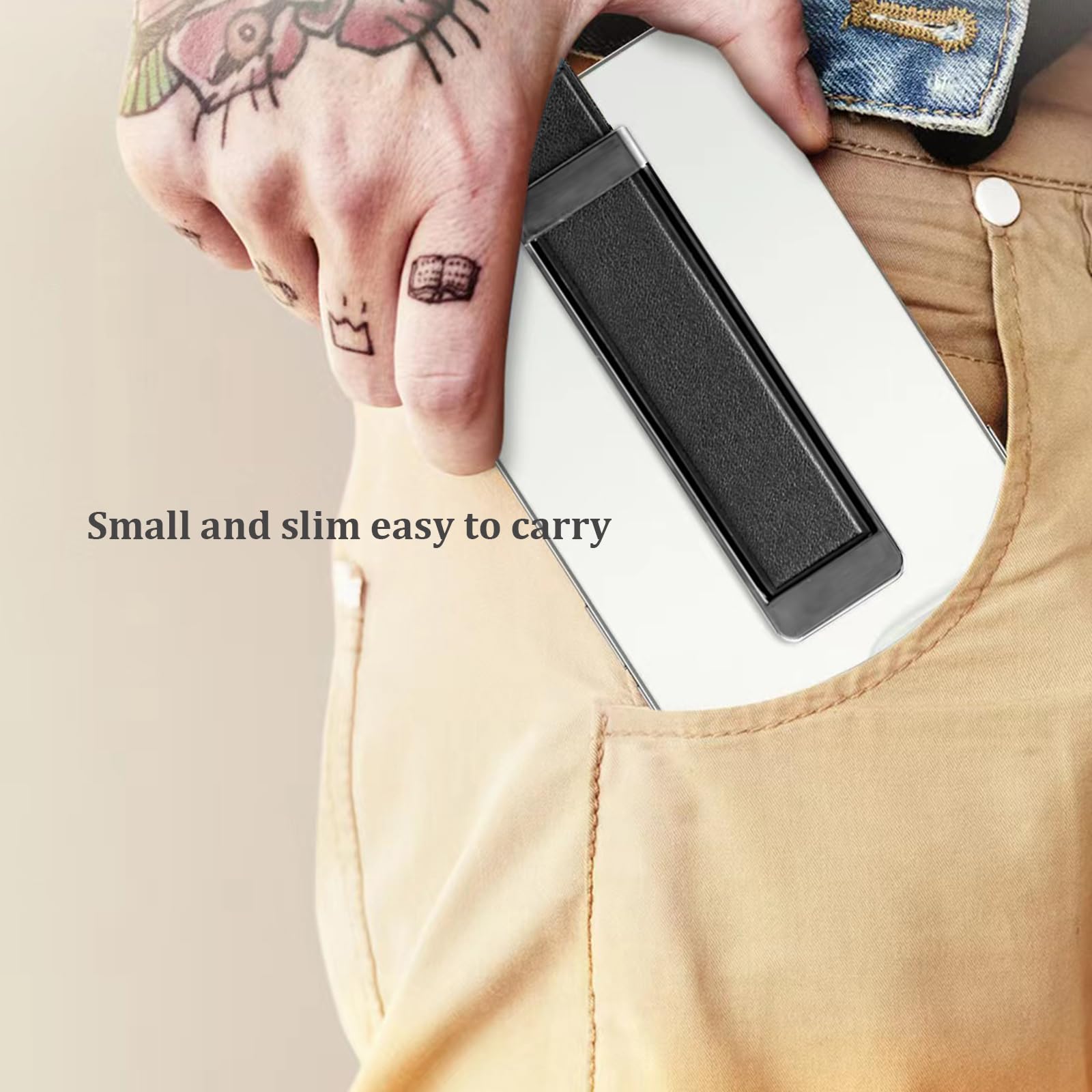 Black Phone Strap Holder - Anti-Slip Phone Grip for iPhone & Android - Secure Finger Strap for Phone Back - Perfect for Running, Gym & Daily Use
