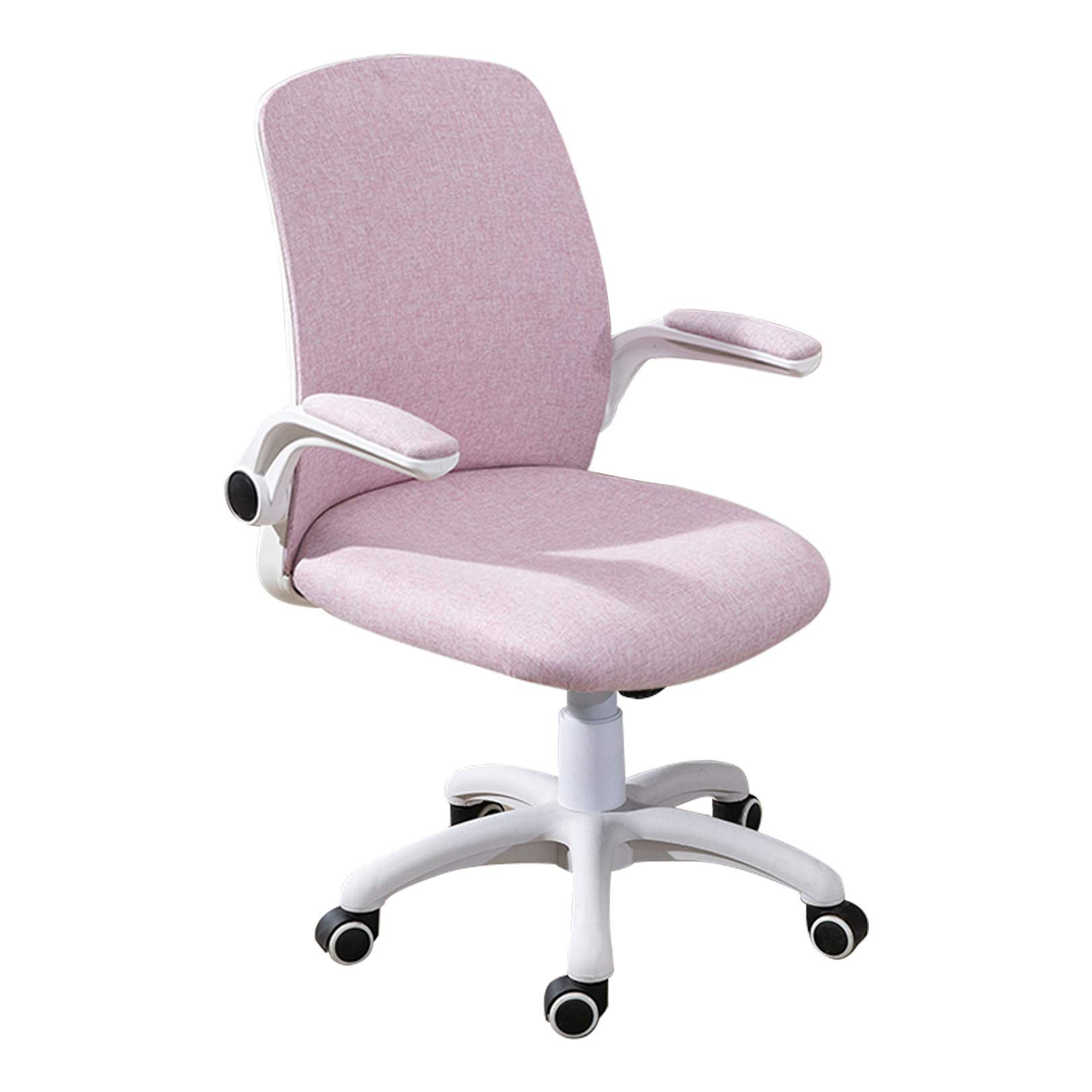 Ergonomic Swivel Desk Chair with Linen Fabric & Breathable Mesh High Back - Easy Assembly Pink Office Chair for Home & Workspaces - Perfect for Long Hours of Computer Work, Gaming, or Studying