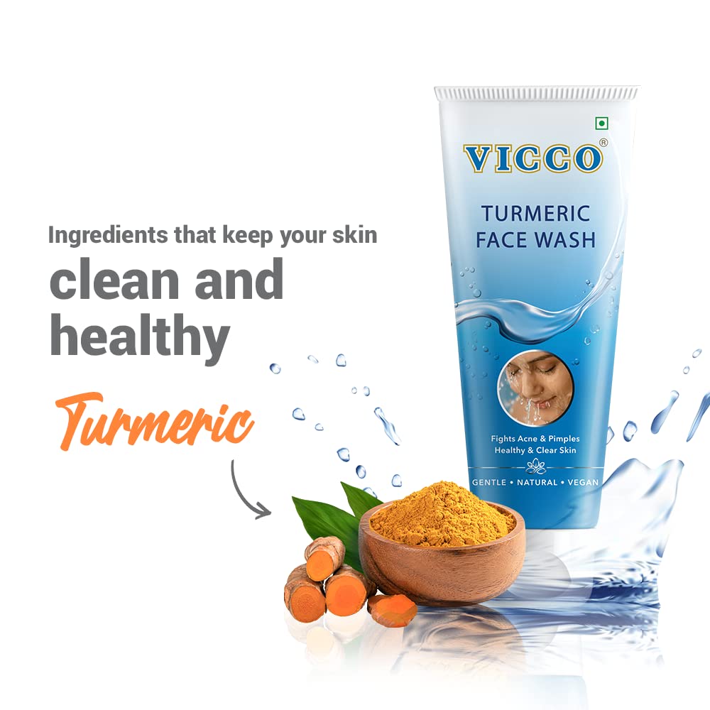 Vicco Turmeric Face Wash [70gm Each | Pack of 3] - Acne Treatment, Deep Cleansing for Glowing Skin, Removes Blackheads & Tan, Fights Pimples & Skin Infections | Perfect for Daily Skincare, Oily & Acne-Prone Skin Care Routine