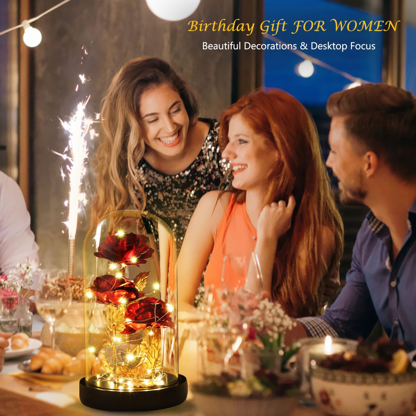Valentine's Day Gifts for Wife - LED Galaxy Rose Flower with 2 Lighting Modes & Gold Foil, Enchanted Beauty and The Beast Inspired Rose - Romantic Anniversary Birthday Gifts for Her - Perfect for Home Decor, Wedding Centerpiece, and Special Occasion Surprises