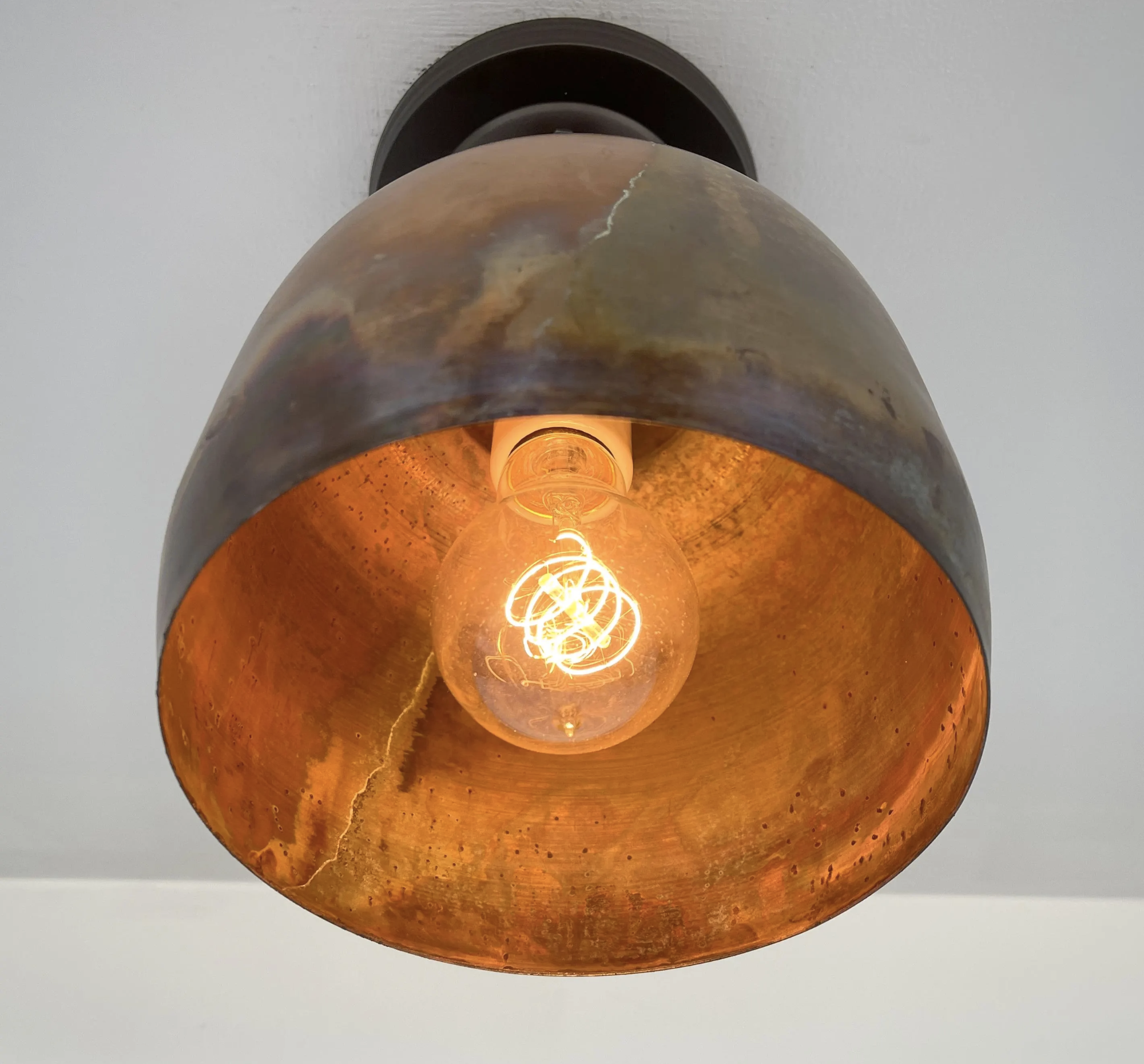 Vintage DOME BURNISHED COPPER Ceiling Light Fixture - Rustic Farmhouse Pendant Lighting for Kitchen, Dining Room & Bedroom | Antique Bronze Finish Industrial Chandelier