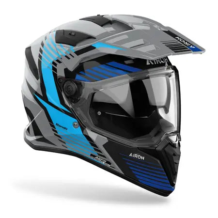 Airoh Bandit Spicy Gloss Blue Motorcycle Helmet - Lightweight DOT Certified Full Face Helmet for Street Bike & Cruiser Riding
