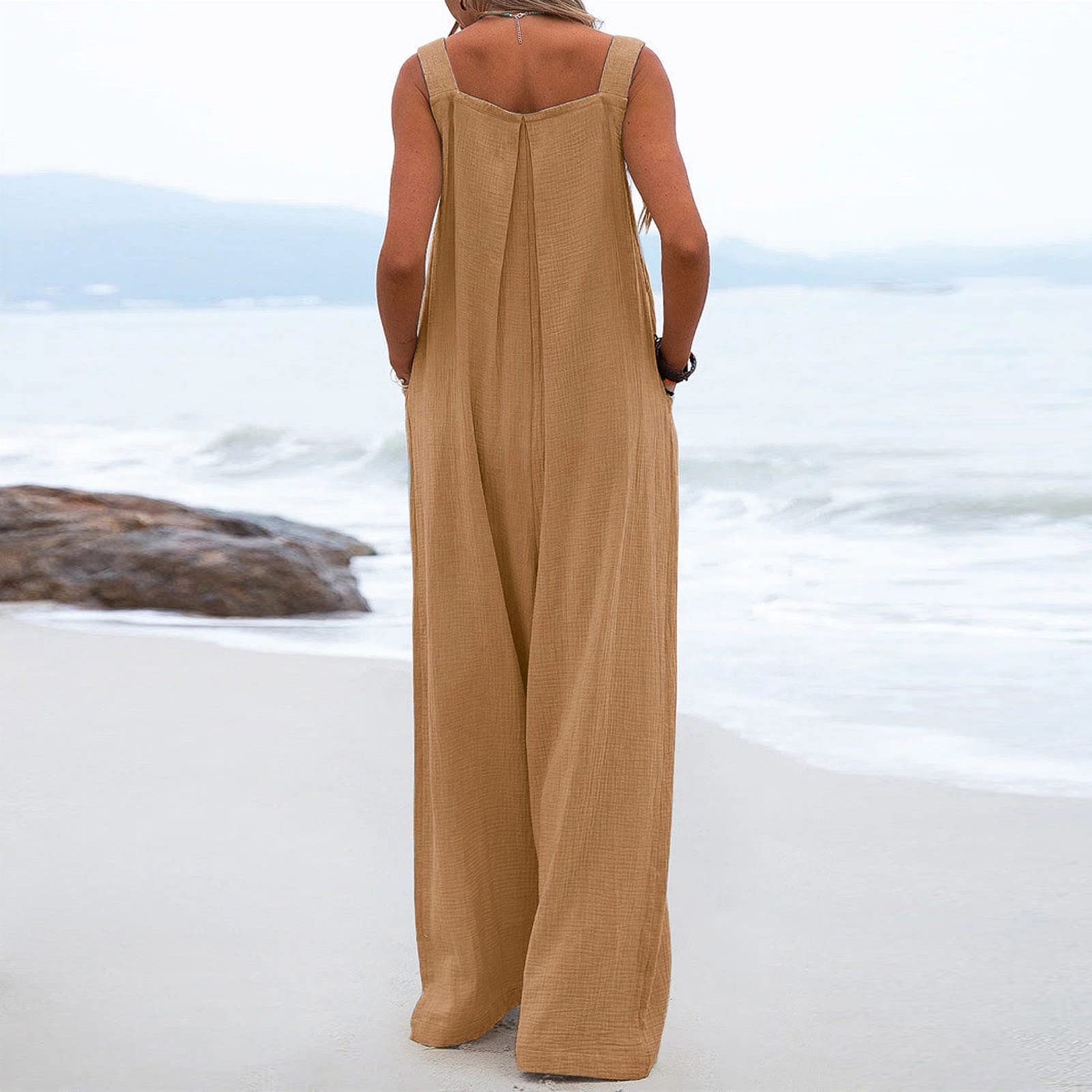 TANGNADE Women's Wide Leg Jumpsuit - Casual Summer Romper with Pockets | Outdoor & Travel