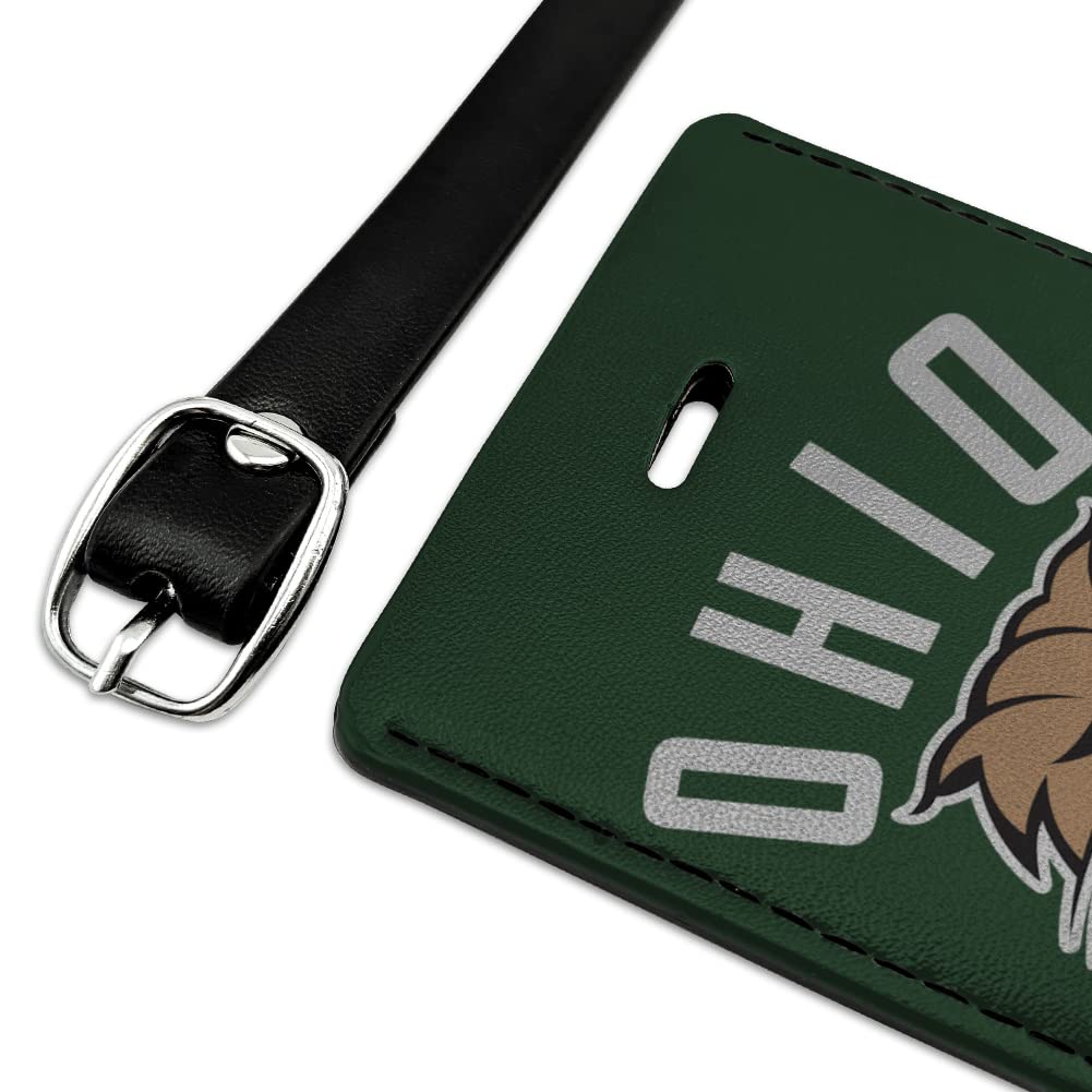 Ohio University Bobcats Logo Leather Luggage Tag - Personalized Rectangle Carry-On ID Tag for Travel, Suitcases & Backpacks - Perfect for Alumni, Students & Fans