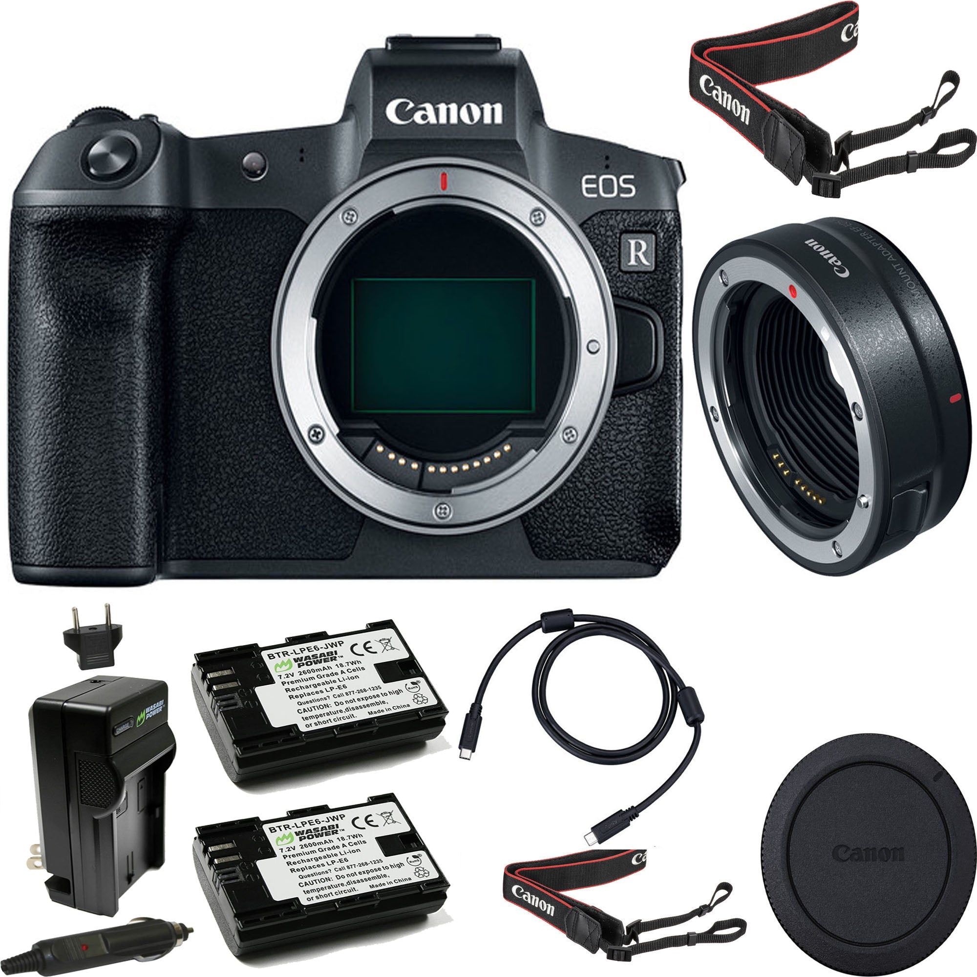 Canon EOS R Mirrorless Digital Camera Body with EF-EOS R Mount Adapter | 2 Extra Batteries & Dual Charger Kit - Perfect for Travel Photography & Professional Shooting