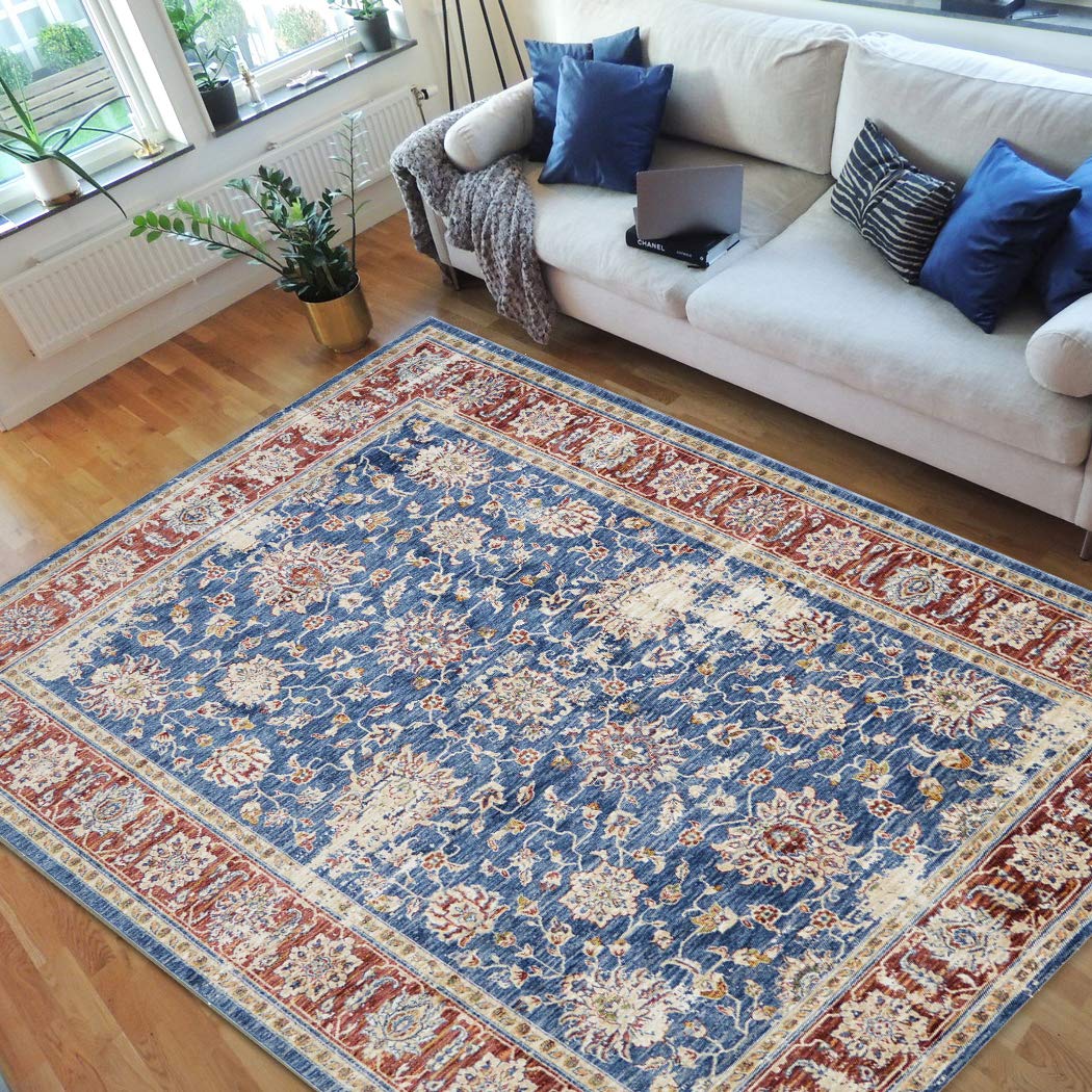 Handmade Traditional Persian Bijar Collection Vintage Area Rug - Distressed Blue 5'x7' - Oriental Home Decor for Living Room, Bedroom & Dining