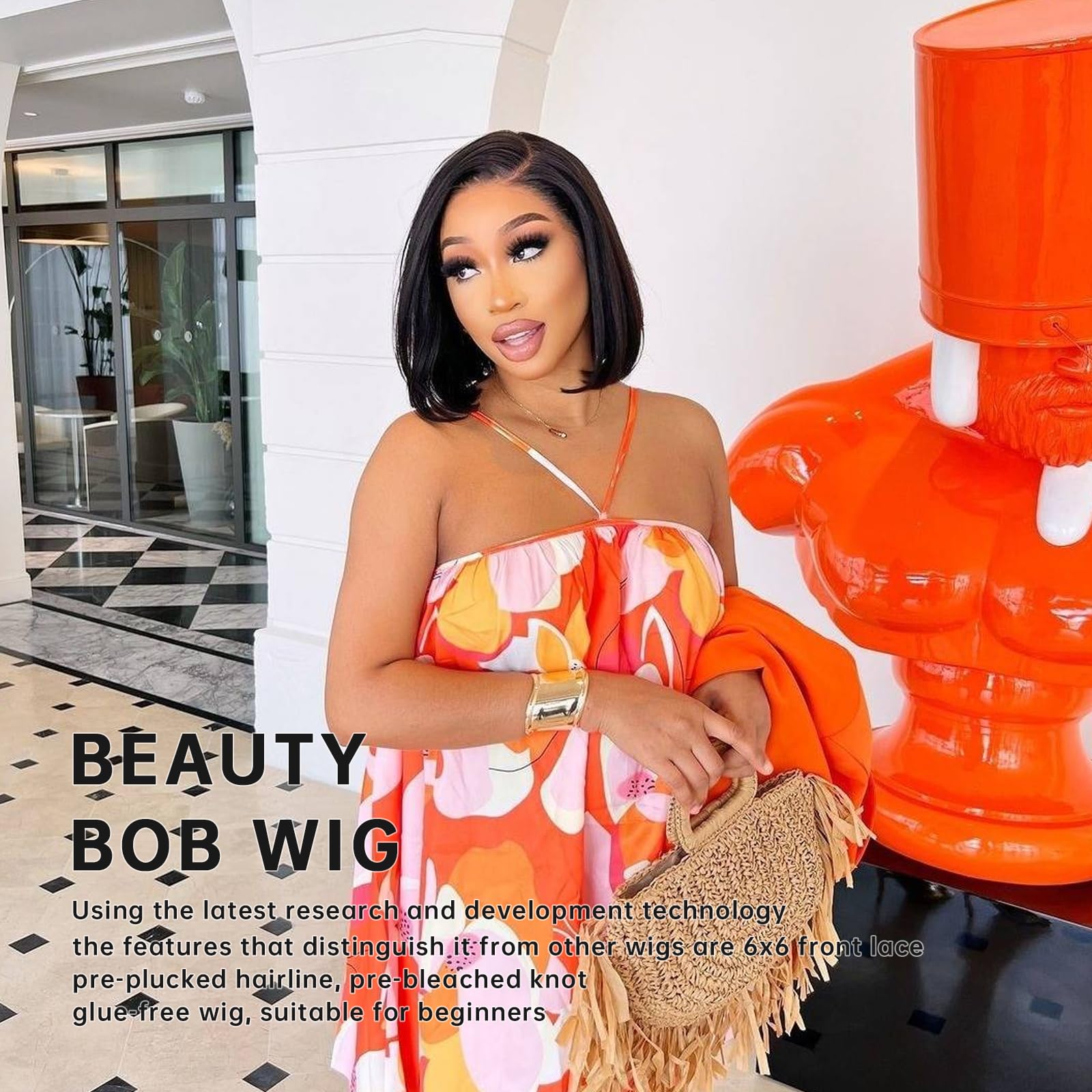5x6 HD Lace Front Wig 10 Inch - 200% Brazilian Virgin Human Hair Glueless Bob Wig for Black Women | Bleached Knots, Pre-Plucked, Pre-Cut | Natural Black Color | Perfect for Daily Wear, Parties & Special Occasions