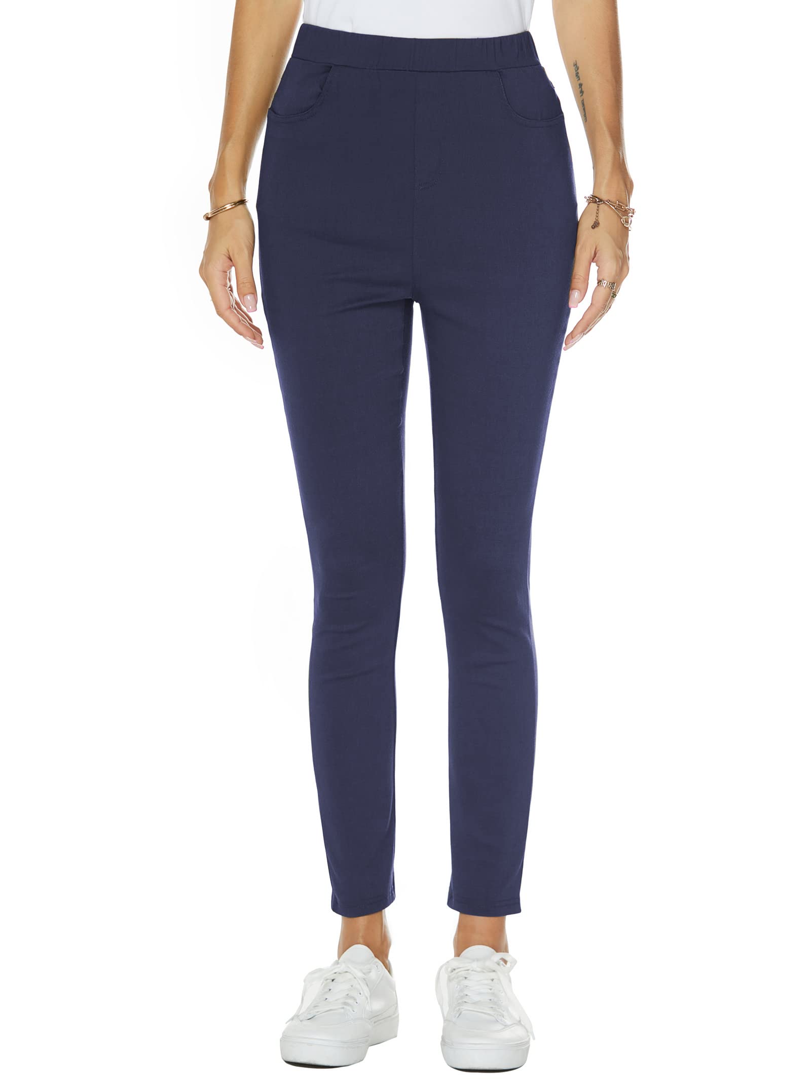 Famulily Women's Stretch Skinny Dress Pants - Tummy Control Work Pants with Pull-On Design for Business Casual [Sizes S-2XL] - Perfect for Office, Travel & Everyday Wear