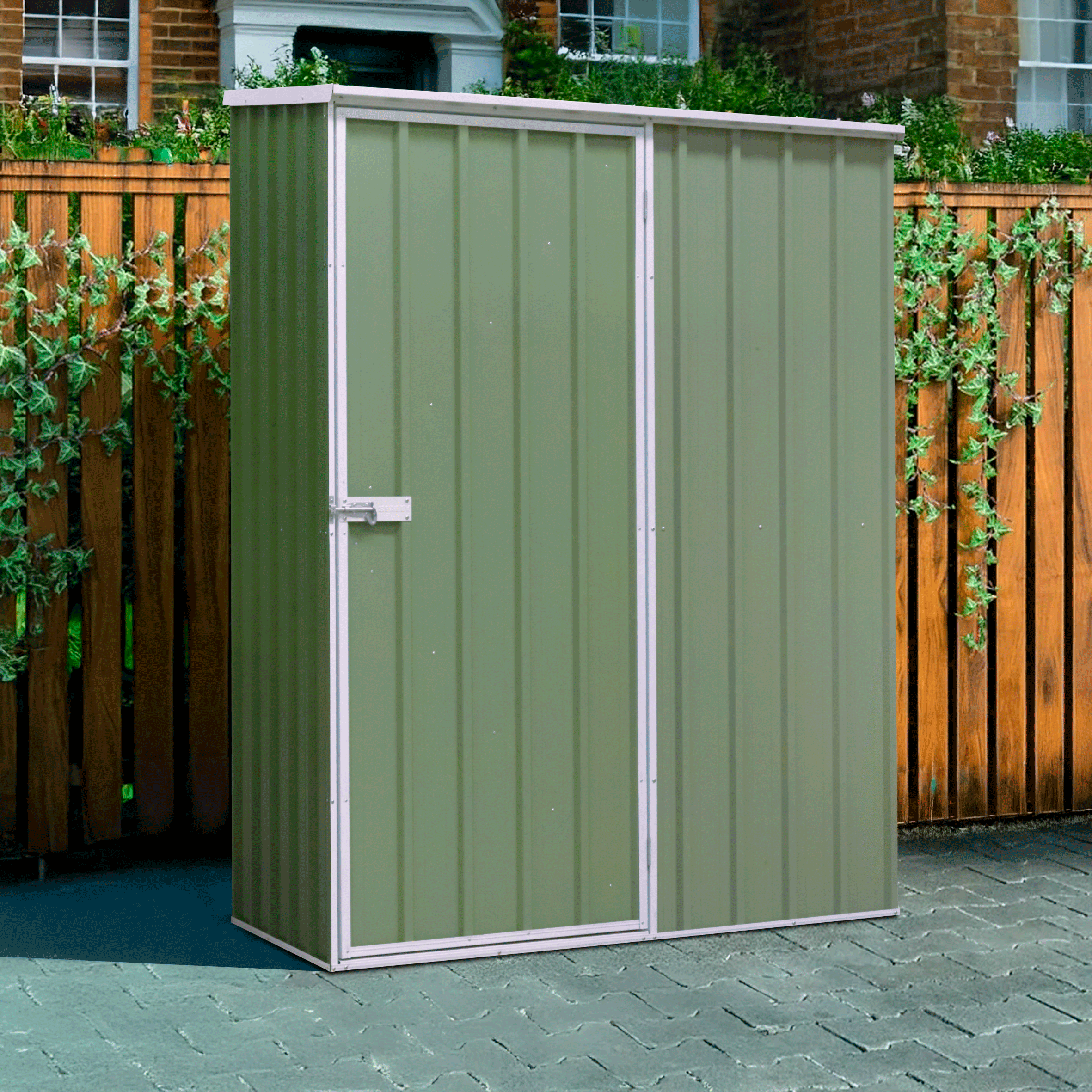 5FT x 2.5FT Galvanized Steel Outdoor Storage Shed with Pent Roof - Heavy Duty Garden Shed for Patio, Backyard & Lawn Equipment Storage (Green, Model DG113)