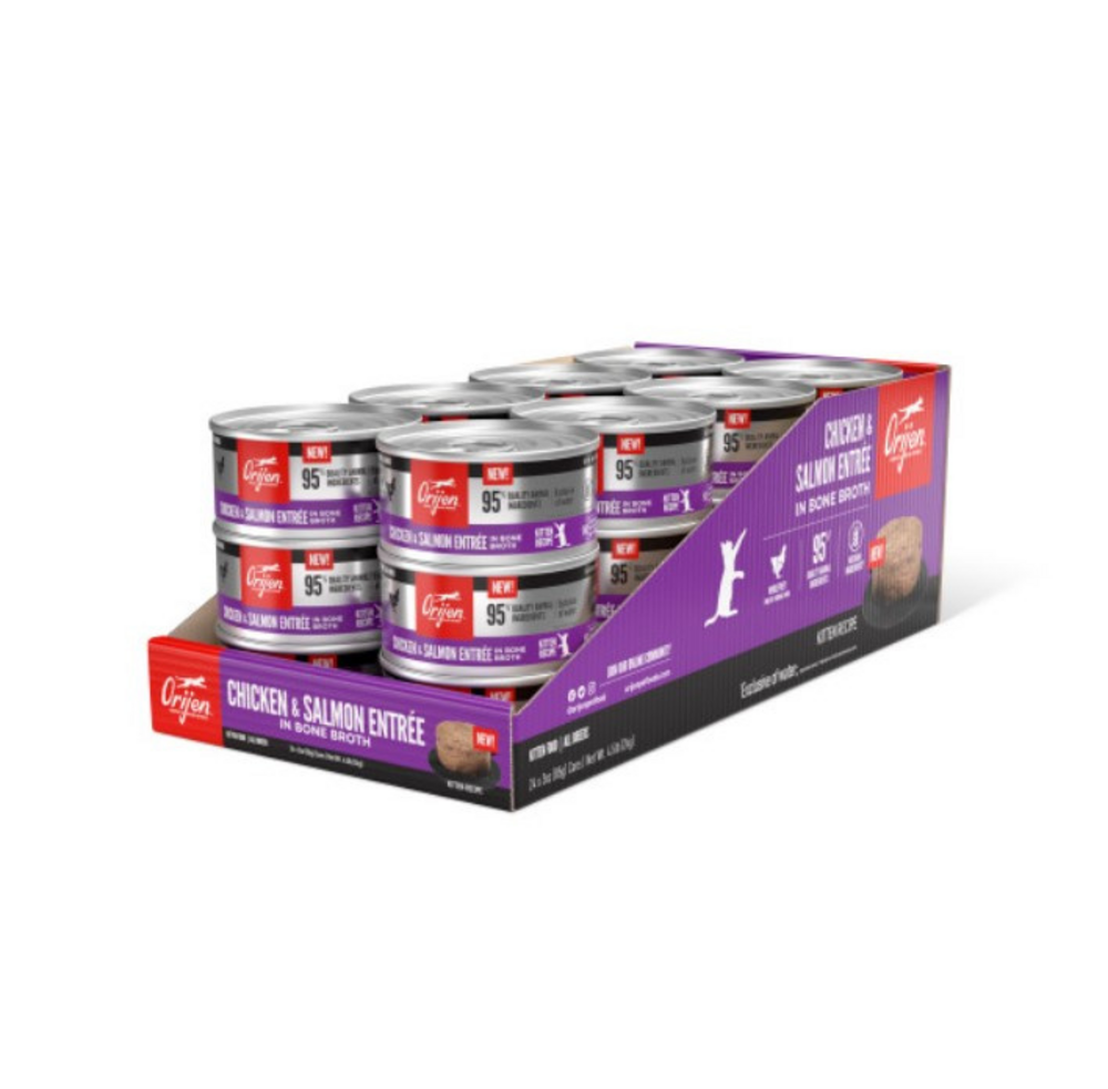 Orijen Chicken & Salmon Entree in Bone Broth - Premium Grain-Free Kitten Food for Healthy Growth - Perfect for Kittens 2-12 Months Old