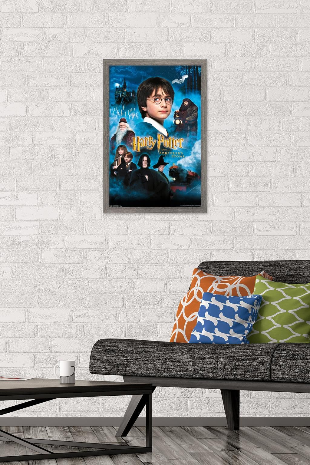 Trends International Harry Potter and the Sorcerer's Stone Movie Poster - 14.725 x 22.375 Inch Barnwood Framed Wall Art - Perfect for Home Decor, Office, or Gift for Potter Fans