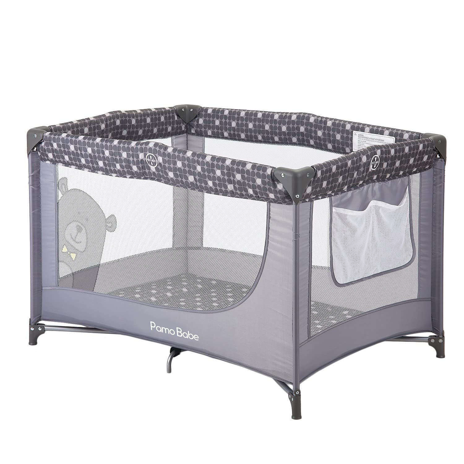 Pamo Babe Portable Baby Crib Playpen with Mattress & Storage Bag - Lightweight Foldable Travel Crib for Newborns & Toddlers - Perfect for Home, Travel, and Outdoor Use