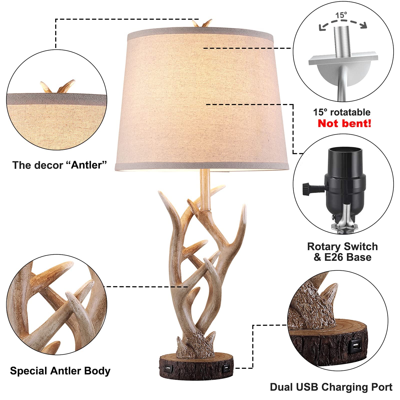 Rustic Western Table Lamp Set of 2 - 26