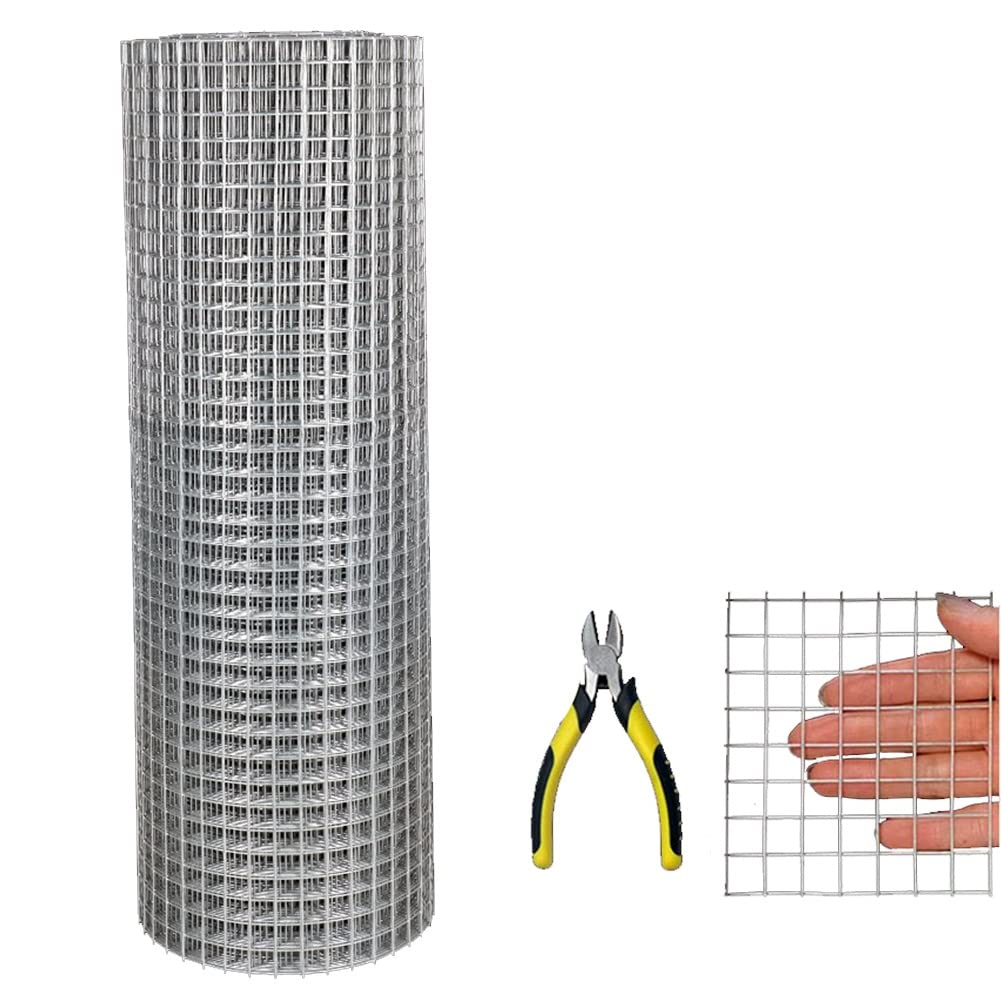 Heavy Duty Galvanized Chicken Wire Mesh - 1.5x14m Square Hardware Cloth for Chicken Coop, Animal & Garden Protection - Includes Cutting Scissors (1mm Metallic) - Perfect for Poultry Fencing, DIY Projects & Backyard Security