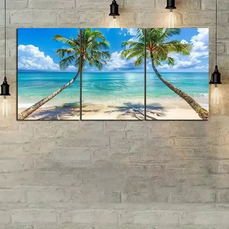 3-Piece Edge Into Clear Blue Water Exotic Beach Wall Art Set - Framed Canvas 50x70cm (20x28in) - High Quality Print - 100% Australian Made - Ready to Hang - Perfect for Living Room, Bedroom & Office Decor