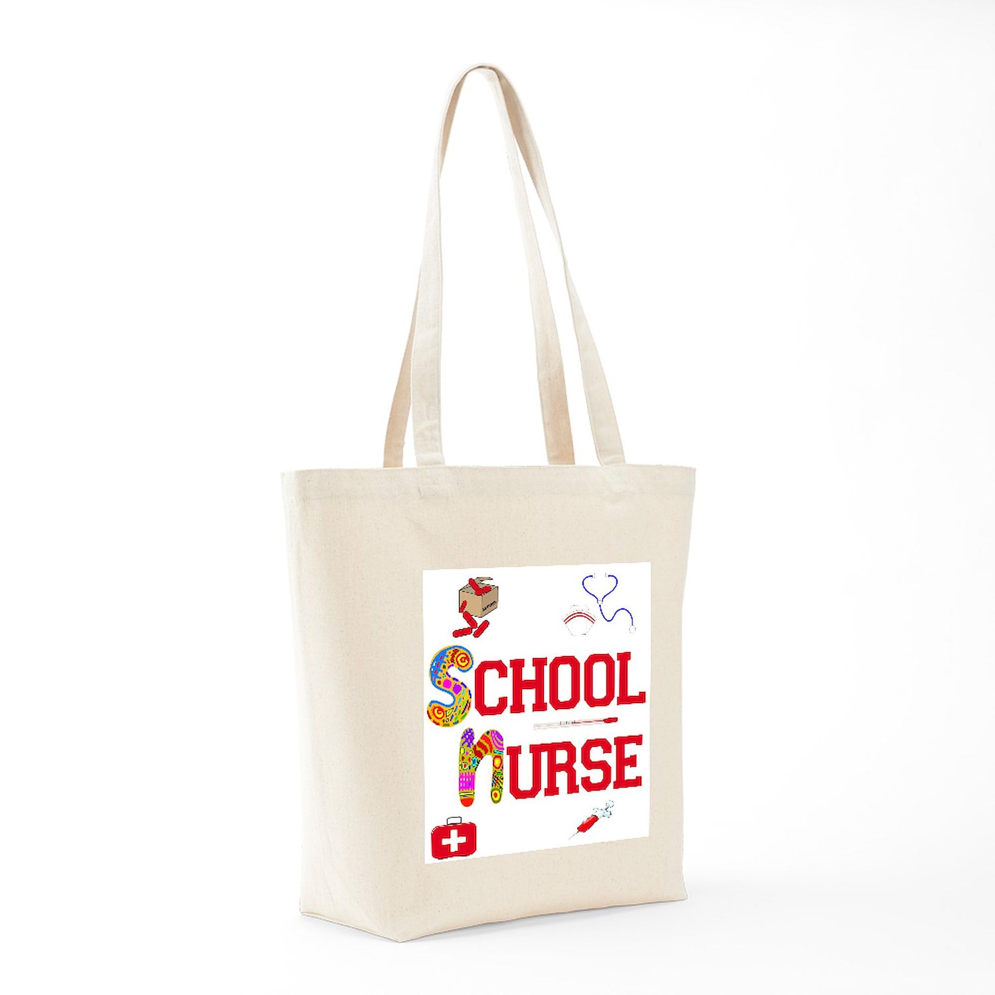 School Nurse Tote Bag - Natural Canvas Reusable Shopping Bag for Medical Professionals | Perfect for Work, Hospital Duty & Everyday Use