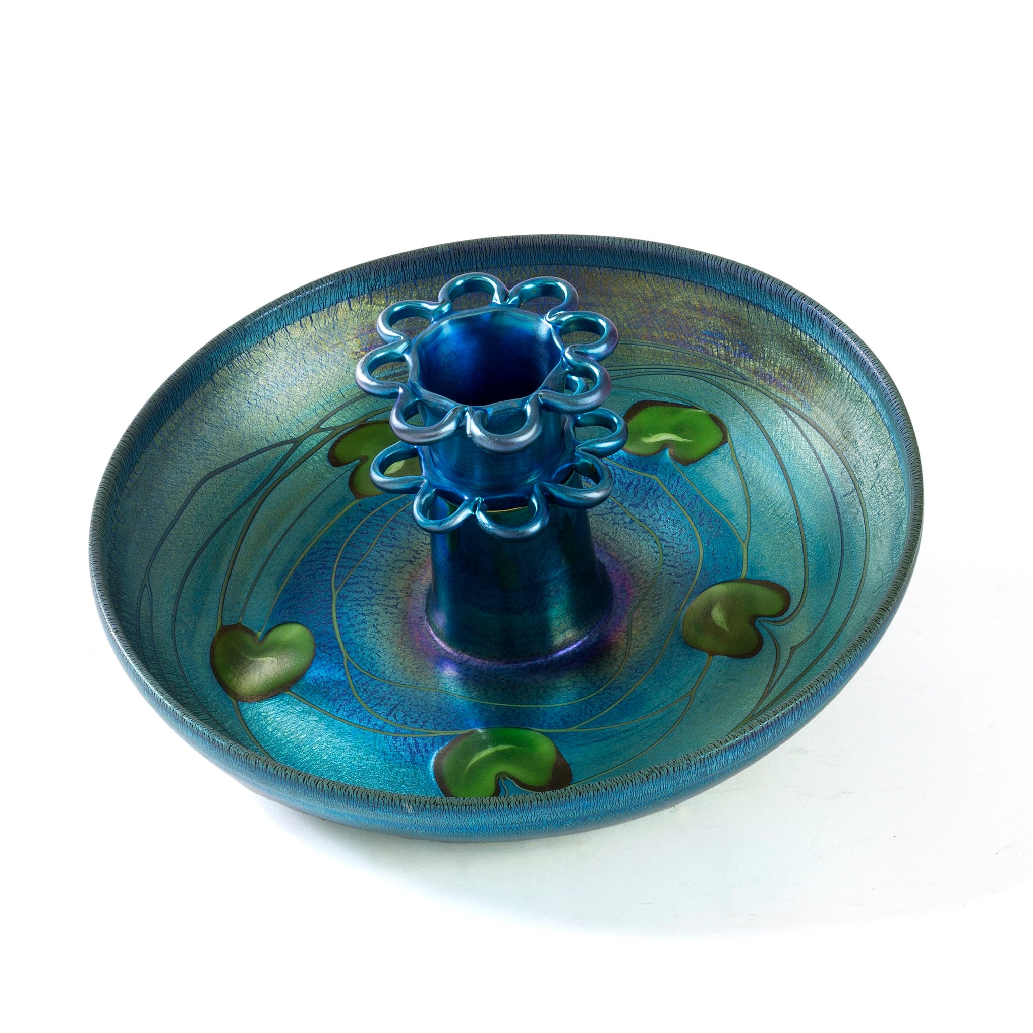 Tiffany Studios New York Favrile Glass Centerpiece - Handcrafted Art Nouveau Vase for Dining Table Decor, Wedding Centerpieces & Luxury Home Accents