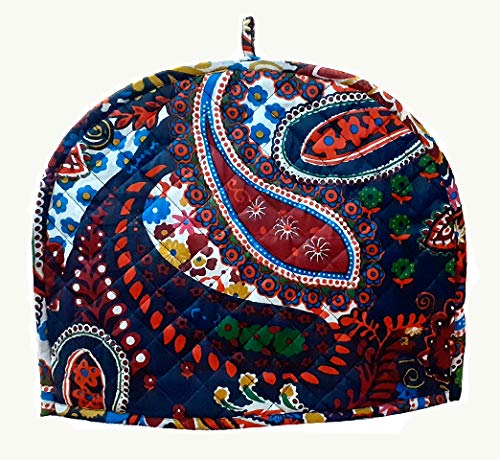 Vintage Floral Paisley Print 100% Cotton Tea Cozy - Insulated Teapot Cover for Heat Retention - Hand Block Printed Indian Ethnic Design (Black) | Perfect for Afternoon Tea, Kitchen Decor & Gift Giving