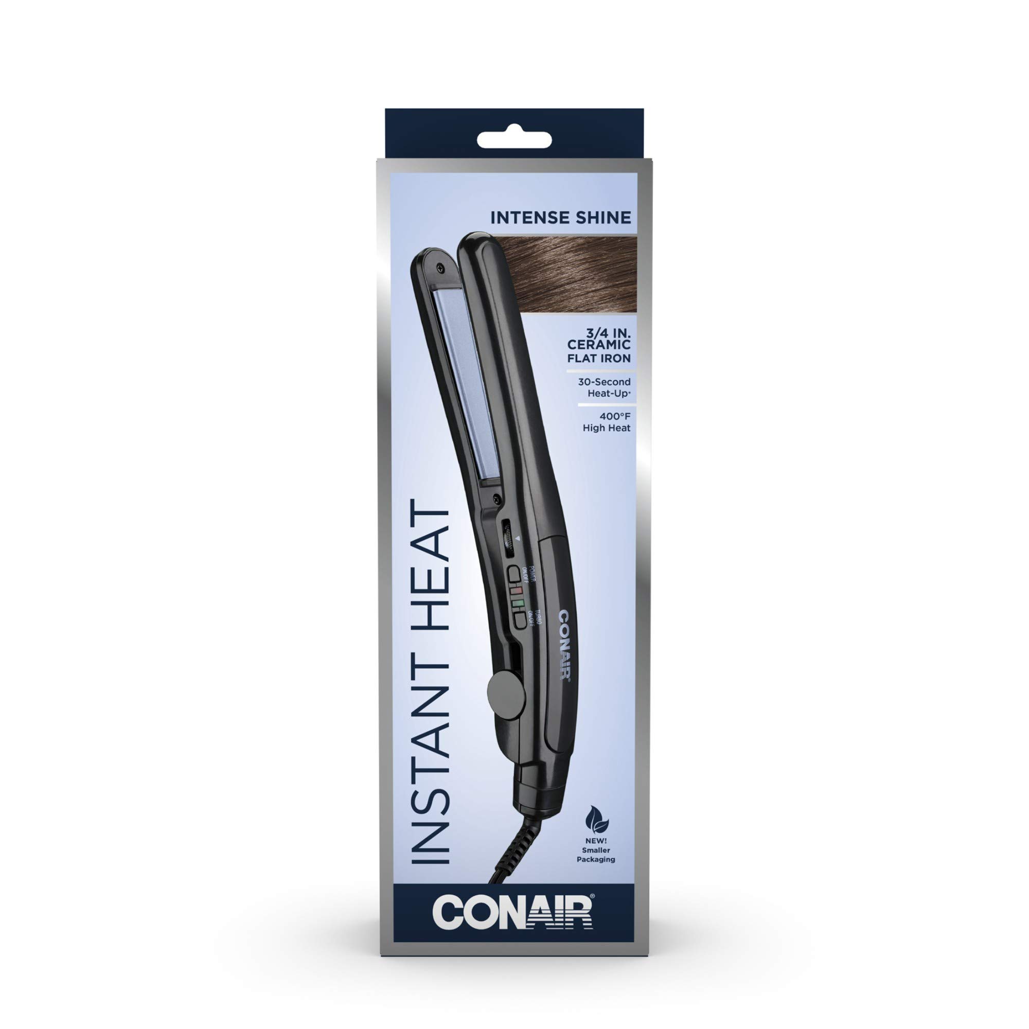 Conair Instant Heat Ceramic Hair Straightener 3/4 Inch - Fast Heating Flat Iron for Smooth & Shiny Hair - Perfect for Home, Travel & Salon Use
