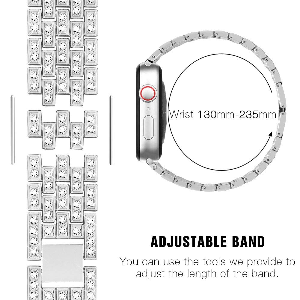 Premium Apple Watch Band Compatible with Ultra 2/SE/Series 1-10 (38mm-49mm) - 2 Pack Bling Crystal Diamond Case Cover - Stylish Durable Replacement Straps for Women - Perfect for Workouts, Office & Fashion Accessories