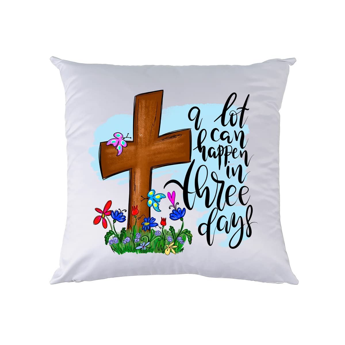 Easter Spring Throw Pillow Cover 16x16 Inches - Soft Decorative Cushion for Sofa, Couch, Bed - White Aesthetic Home Decor for Living Room, Bedroom - Perfect for Easter Decorations, Spring Home Styling