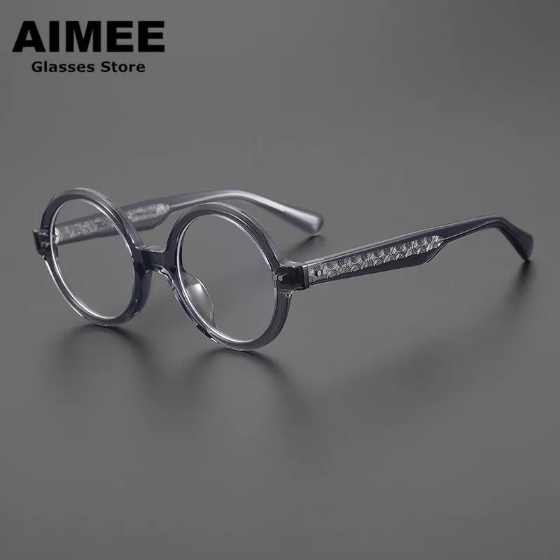 Aimee Unisex Full Rim Round Acetate Eyeglasses 191028 - Lightweight & Durable Frame for Men & Women - Perfect for Reading, Working & Daily Wear