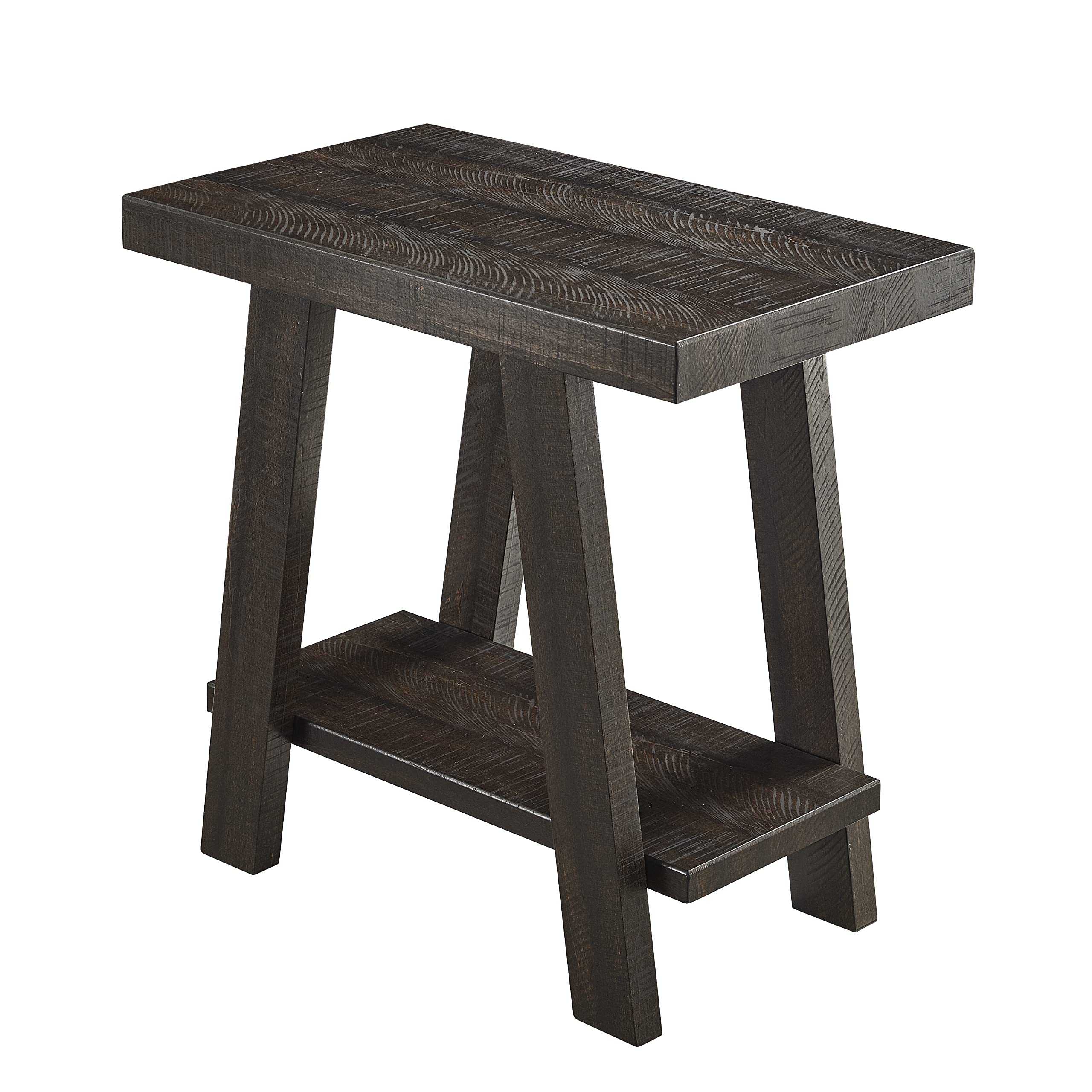 Roundhill Furniture Athens Contemporary Wood Small End Table, Weathered Espresso Finish - Modern Side Table for Living Room, Bedroom & Office Decor
