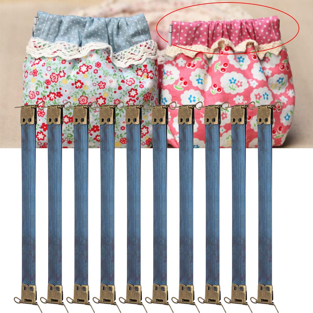 10Pcs Metal Internal Flex Frames with Kiss Clasp for DIY Purse, Bag, Wallet & Shoe Making - Durable Sewing Frame Hinges for Craft Projects, Luggage Accessories - Perfect for Handmade Purses, Tote Bags & Leather Goods